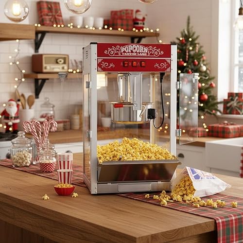 Máquina de palomitas de maíz, hervidor de 16 onzas, máquina de palomitas de maíz para encimera para 80 tazas por lote, estilo bar estilo teatro con