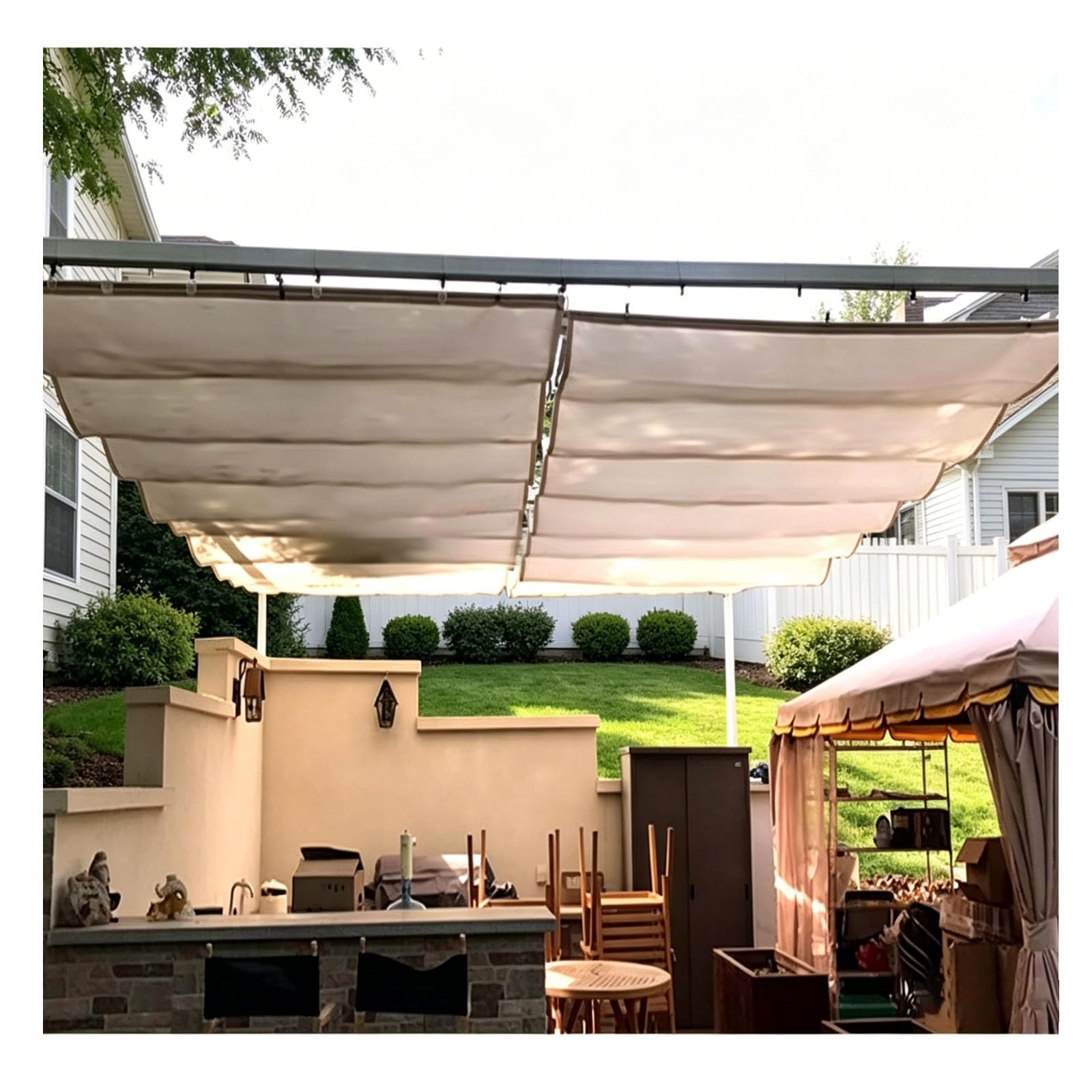 Voile ombrage coulissante rétractable pour éliminer la chaleur sous la pergola