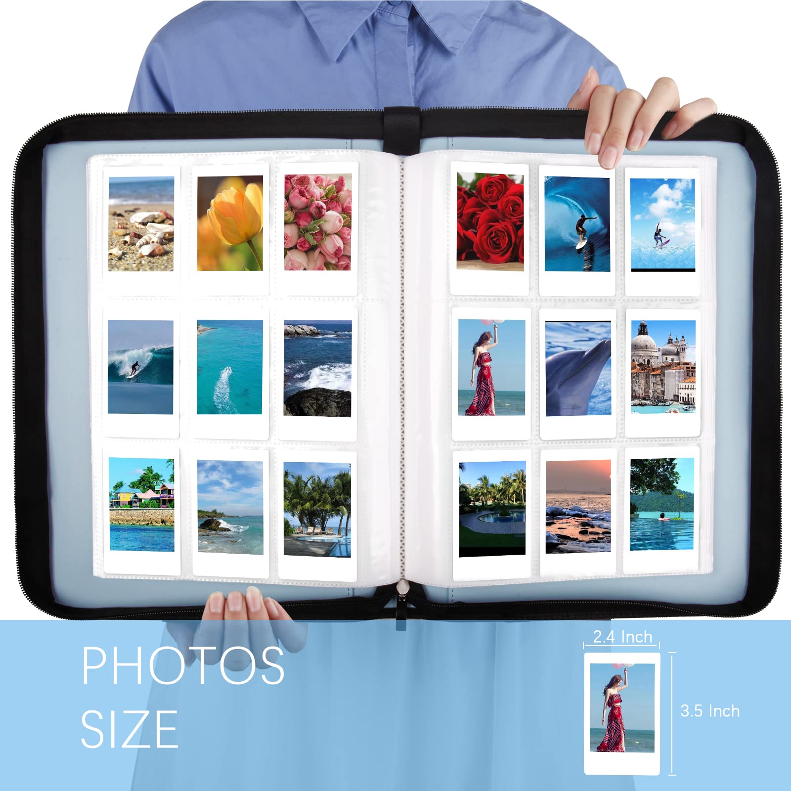 540 tasche album fotografico per Fujifilm Instax Mini 12 11 9 8+8 7+ 90 50s 40 25 26 LiPlay EVO Instant Camera, Polaroid Snap/Snap Touch/PIC-300P/Z2300/ SocialMatic Zip Instant Printer (Blue)