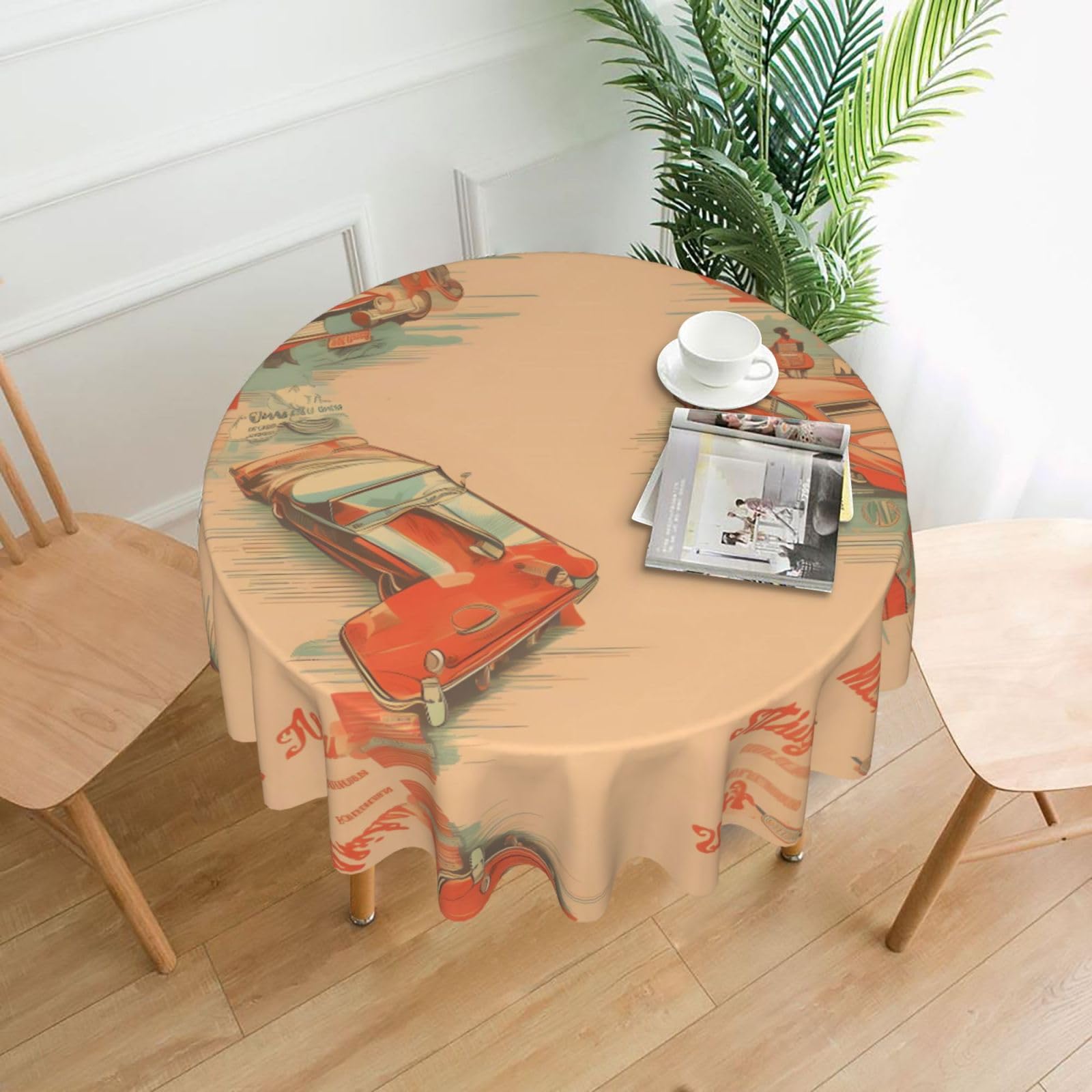 Nappe ronde voiture poster 152 cm HYTTER : protège votre table avec un tissu doux lavable