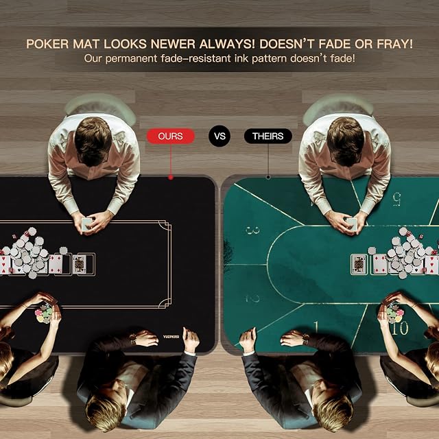 Foto 8 de 8 de YUZPKRSI Alfombrilla Tapete de Poker 120 x 60 cm, 10 Jugadores Texas Hold'em Poker de Goma para mesas