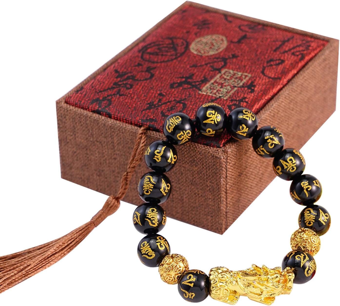 Chinese Good Luck Bracelet, Adjustable Red Rope Agate Bracelet bring Health, Wealth, and Luck for Women Men (Gift Box)