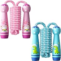 Vista 10 de Cuerda de saltar para niños, cuerda de saltar trenzada de algodón ajustable con mango de madera para niños pequeños, fitness, entrenamiento