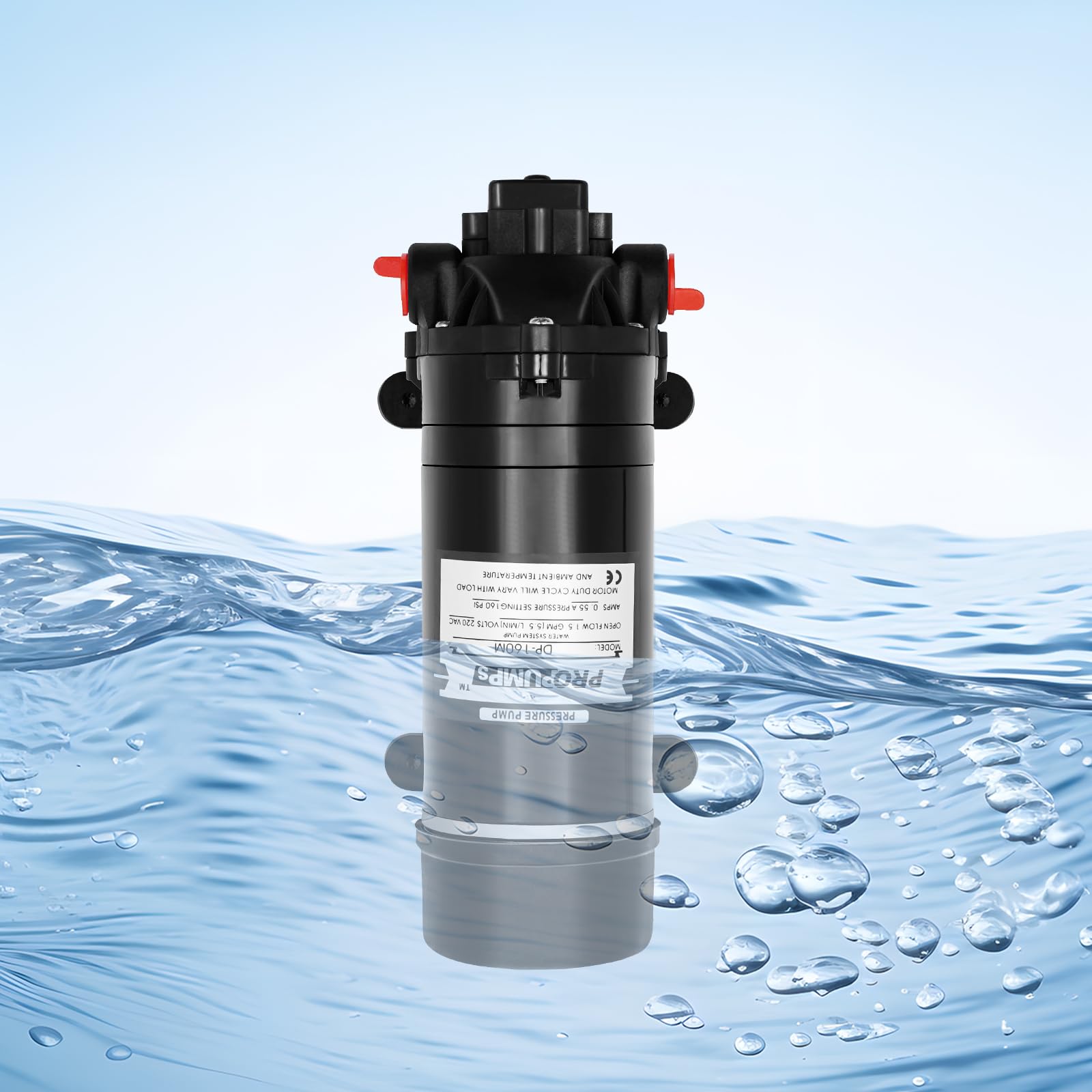 Pompa a membrana da 220 V, pompa a pressione per campeggio, pompa ad alta pressione autoadescante, pompa dell'acqua 5,1-5,5 l/min