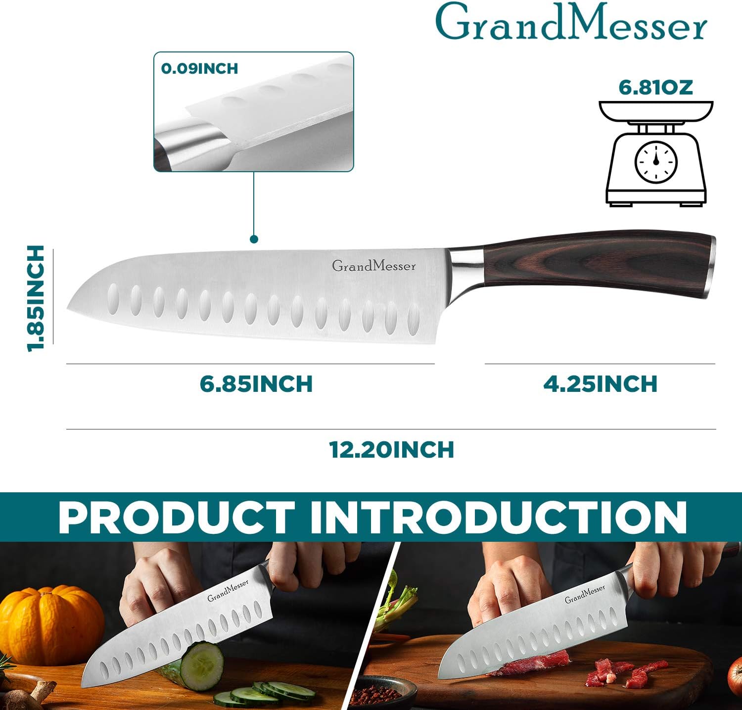 Uр Tо 60% оƒƒ Santoku Knife - GrandMesser 7 inch Japanese Chef Knife - High Carbon Stainless Steel Cooking Knife with Ergonomic Wooden Handle and Gift Box Gеt Dіѕсоunt оƒƒеr Santoku Knife - GrandMesser 7 inch Japanese Chef Knife - High Carbon Stainless Steel Cooking Knife with Ergonomic Wooden Handle and Gift Box