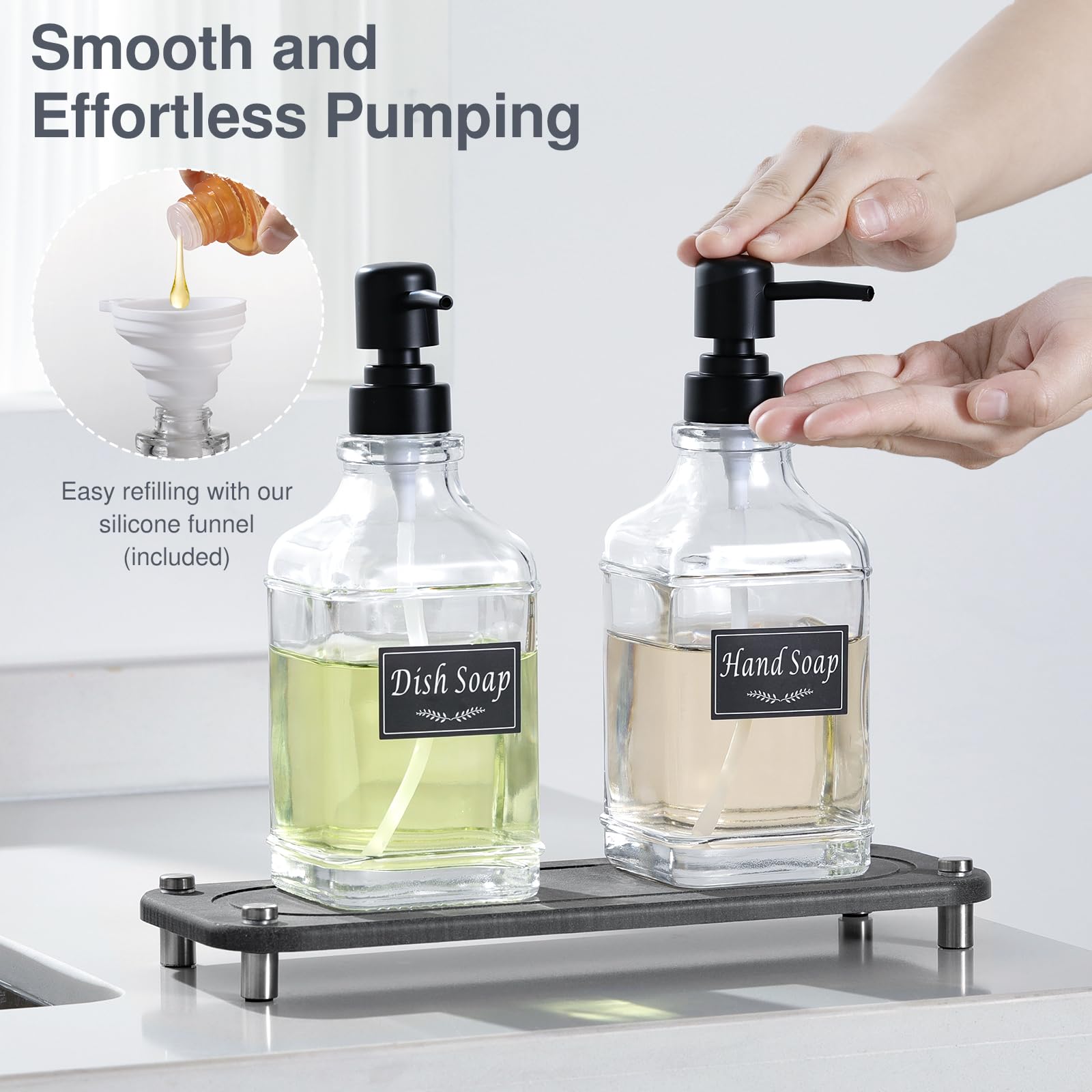 Zeepdispenserset Sand met spons, 2-delig