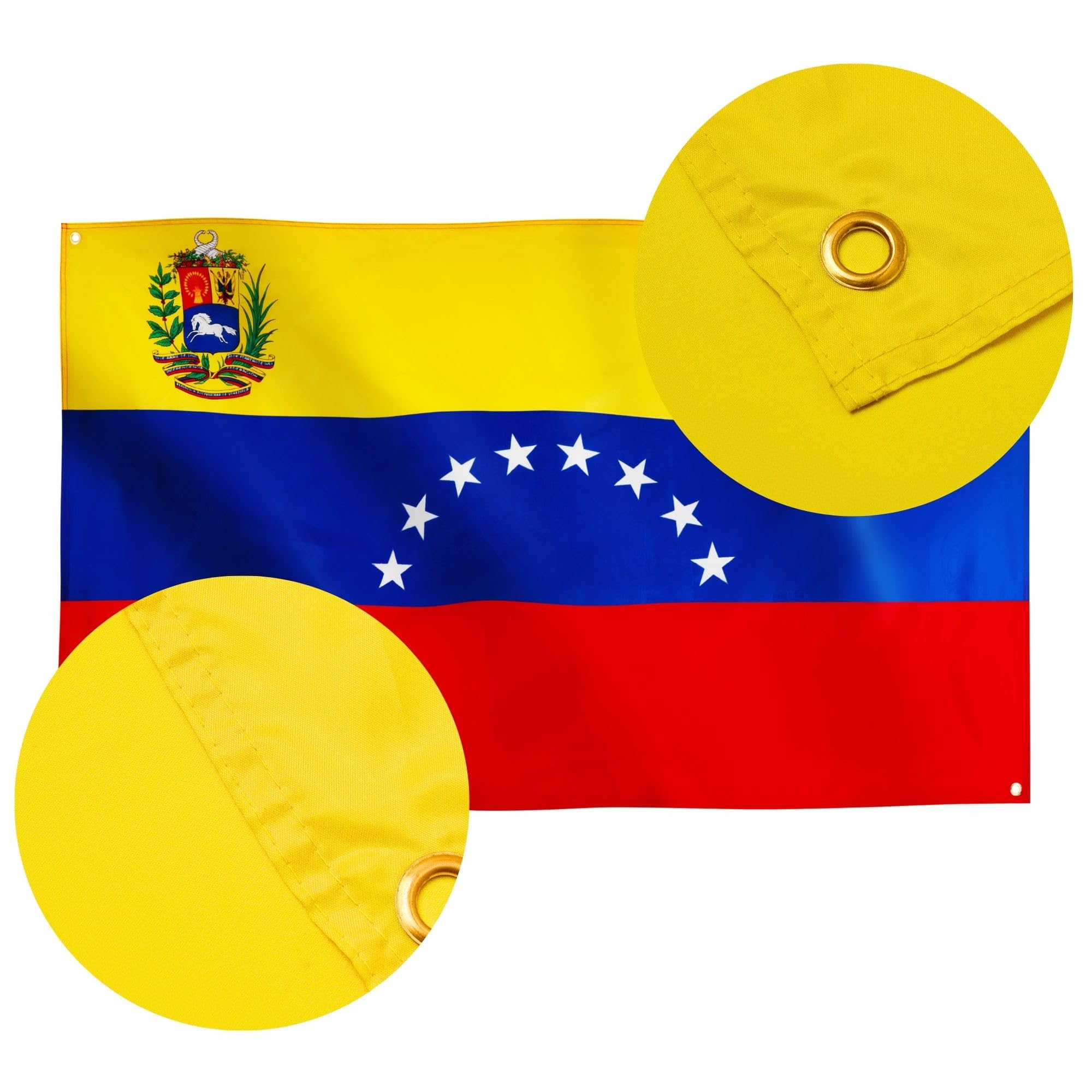 Runesol Venezuela New Flag, 91x152cm, 3ftx5ft, 8 Stars With Crest Flag, Venezuelan Flag - Image 4