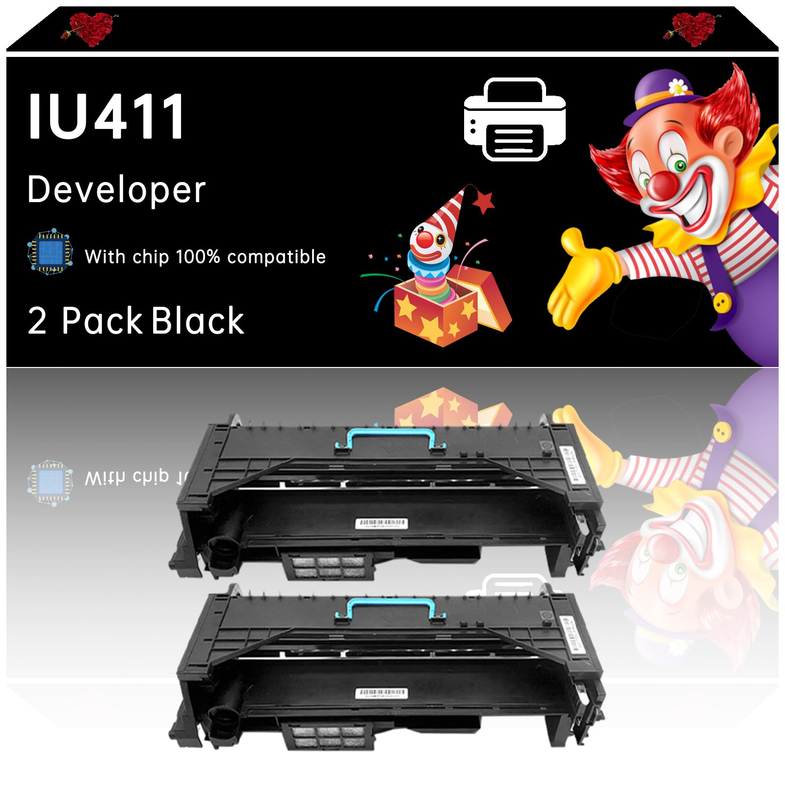 Tonzxce IU411 Developer Unit+Drum Unit Compatible with Konica Minolta Bizhub 223 283 363 423 36 42 Printers, Enhanced Durability, Ideal for High-Volume Printing (2-Pack Black)