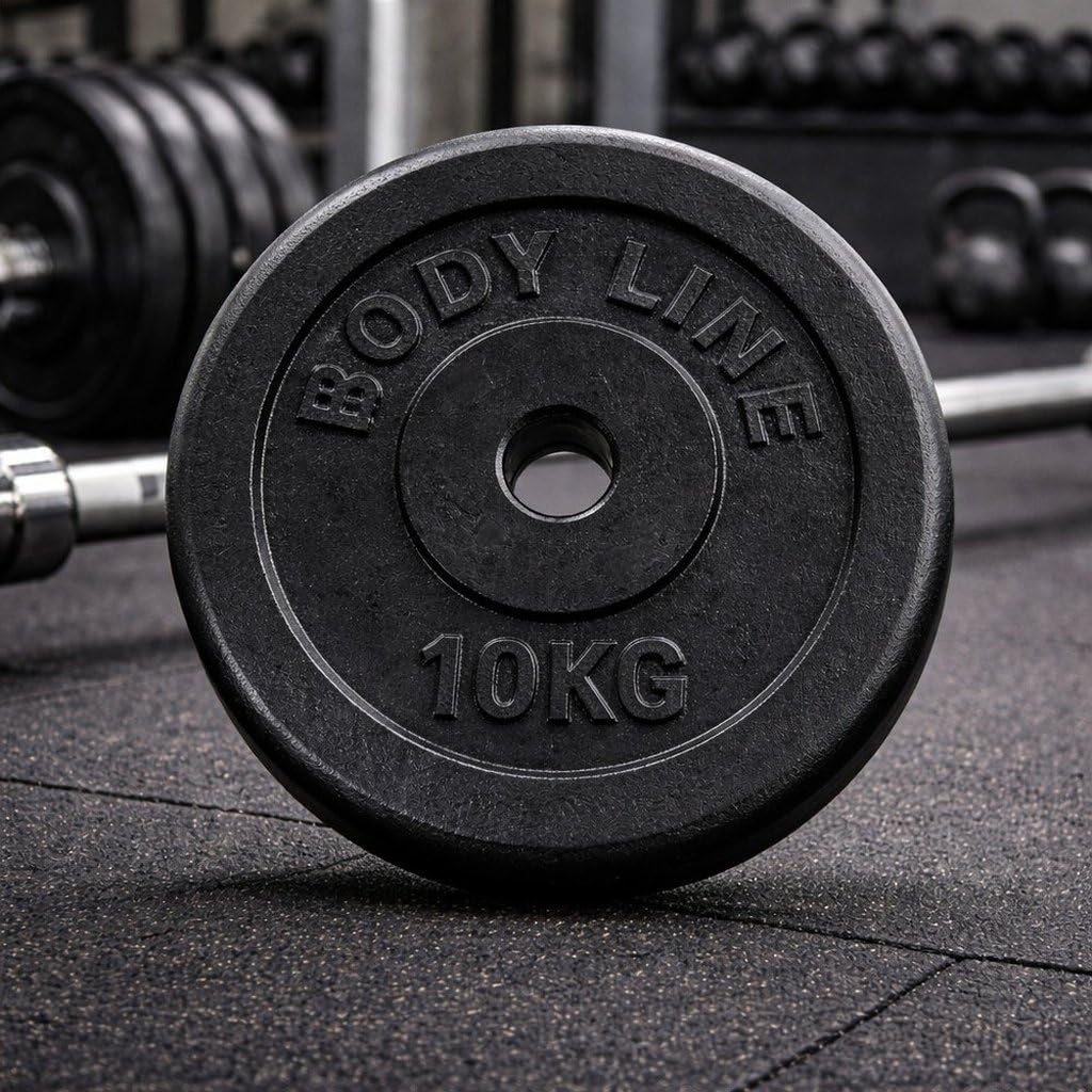 Bodyline Tarcza żeliwna 10 kg do treningu ze sztangą, hantlami i podnoszeniem ciężarów - średnica 25 mm - do siłowni, fitness, treningu domowego