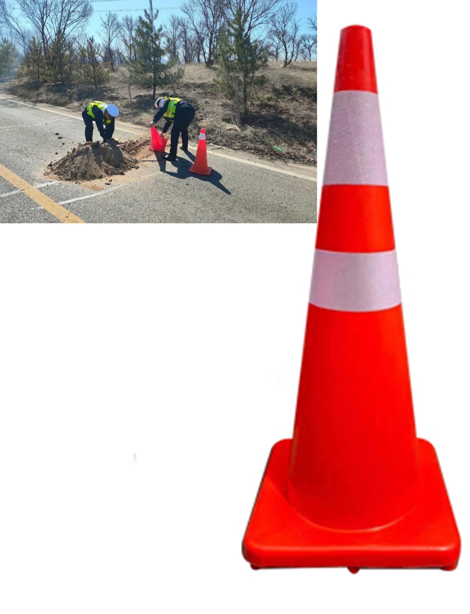 Cônes de signalisation PVC avec collerette réfléchissante pour sécurité et sport | 51cm