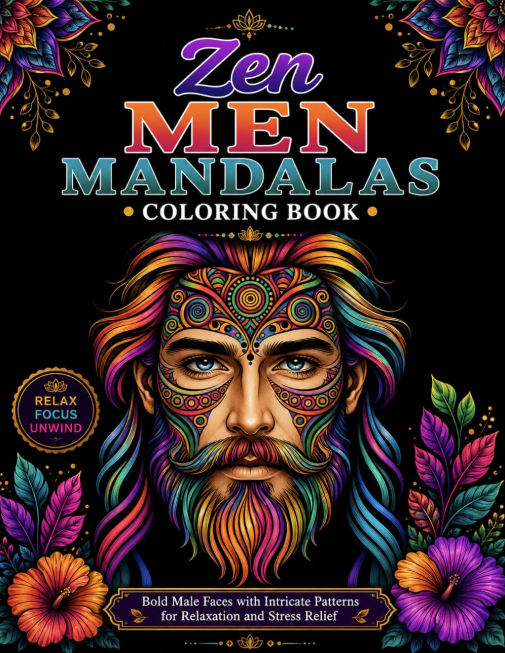 Zen Men Mandalas Coloring Book: Bold Male Portrait Mandalas with Intricate Patterns for Relaxation, Mindfulness, Stress Relief, and Creative Coloring (Bright Path Zen Mandalas)