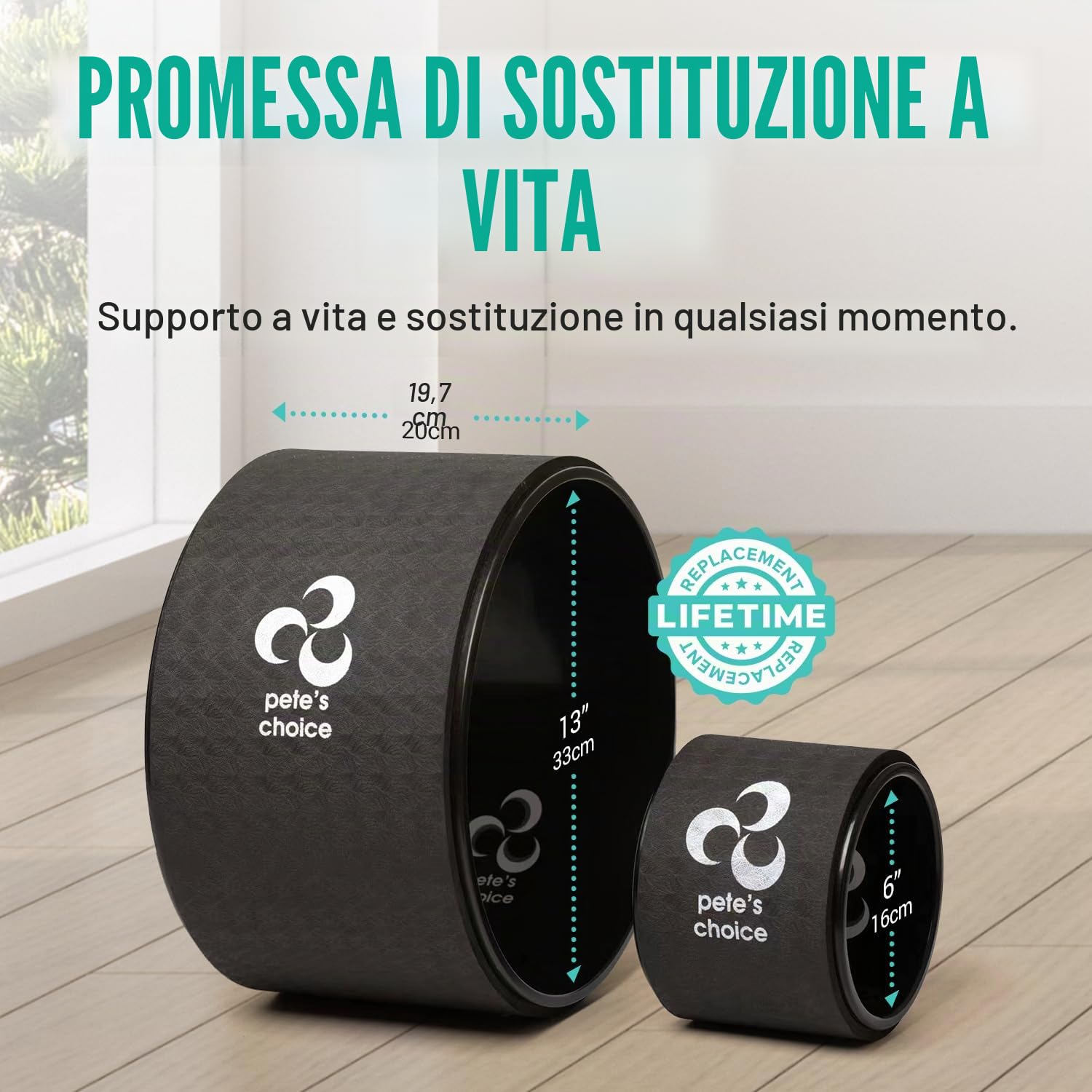 Ruota da yoga extra larga, mini ruota da yoga, kit per yoga adatto ai principianti. Rullo posteriore più comodo, stabile e sicuro. Migliora la postura, migliore mobilità. Ideale per esercizi a casa