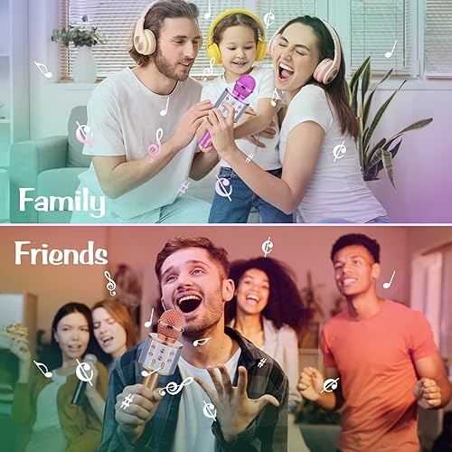 Miniatura 5 de Viposoon Juguetes infantiles para niñas de 5, 6, 7, 8, 9 años, micrófono de karaoke Bluetooth de mano para niños, regalos para adolescentes, regalos