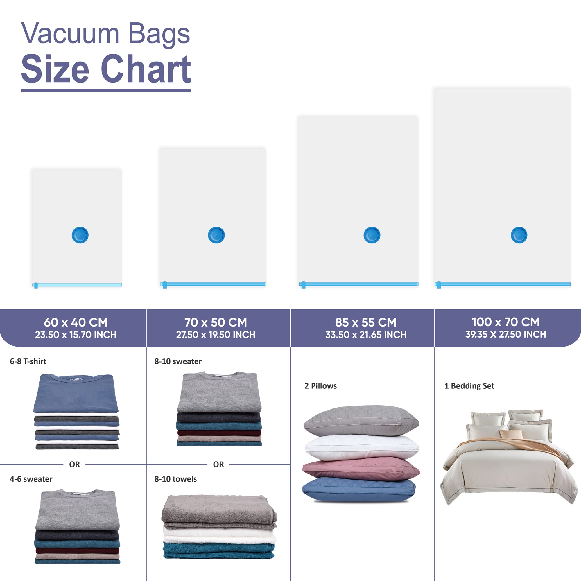 18 sacchetti sottovuoto salvaspazio (4 jumbo/4 grandi/4 medie/6 piccoli) con pompa a mano, sacchetti sottovuoto per vestiti, piumini, cuscini, asciugamani, coperte, biancheria da letto