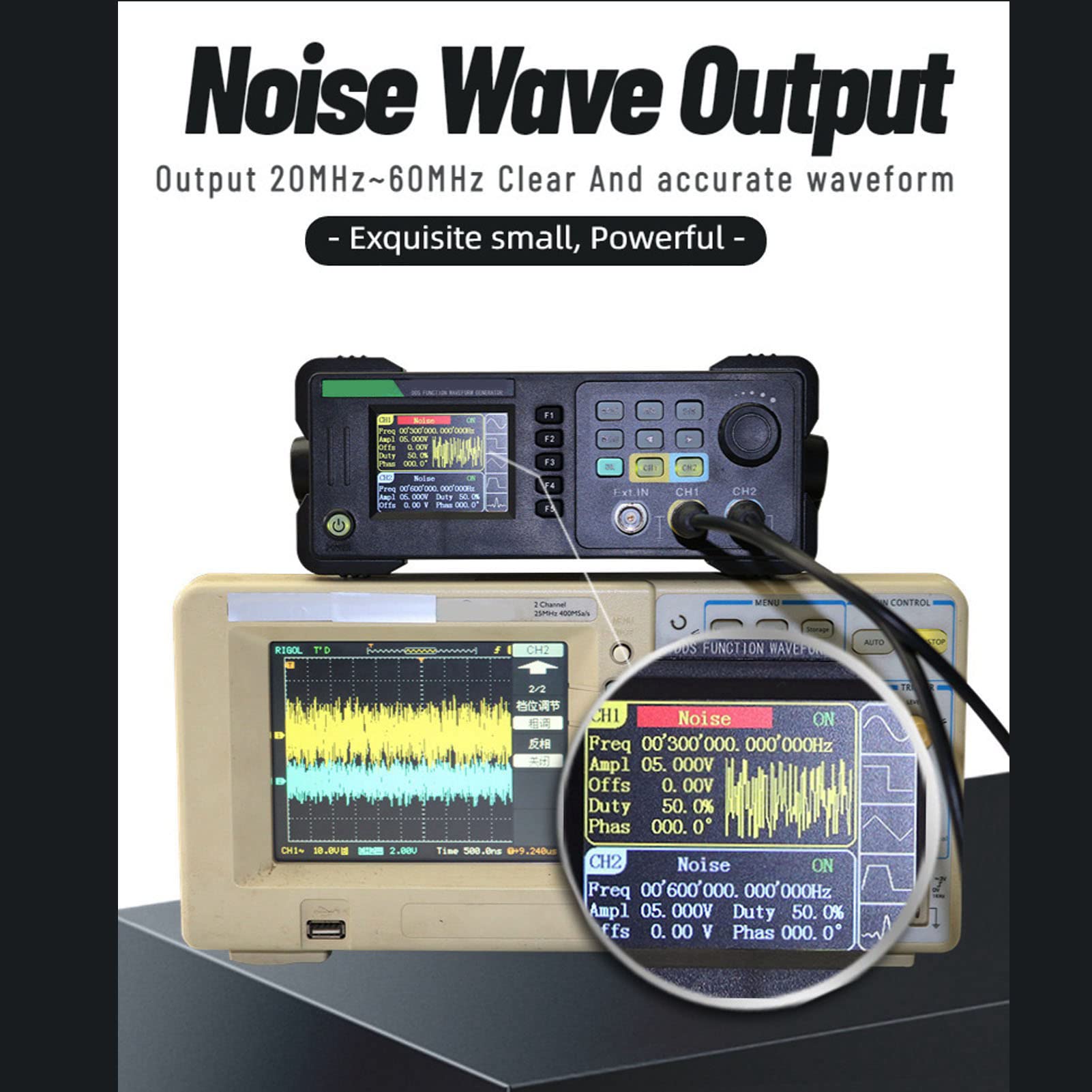 Signalgenerator, Funktionsgenerator, Wellenformgenerator, DDS, 2 Kanäle, 200 S, 20 MHz, Arbiträrwellenform-Frequenzmesser, 100 MHz-Zähler mit 2,4-Zoll-TFT-LCD-USB (EU-Stecker)