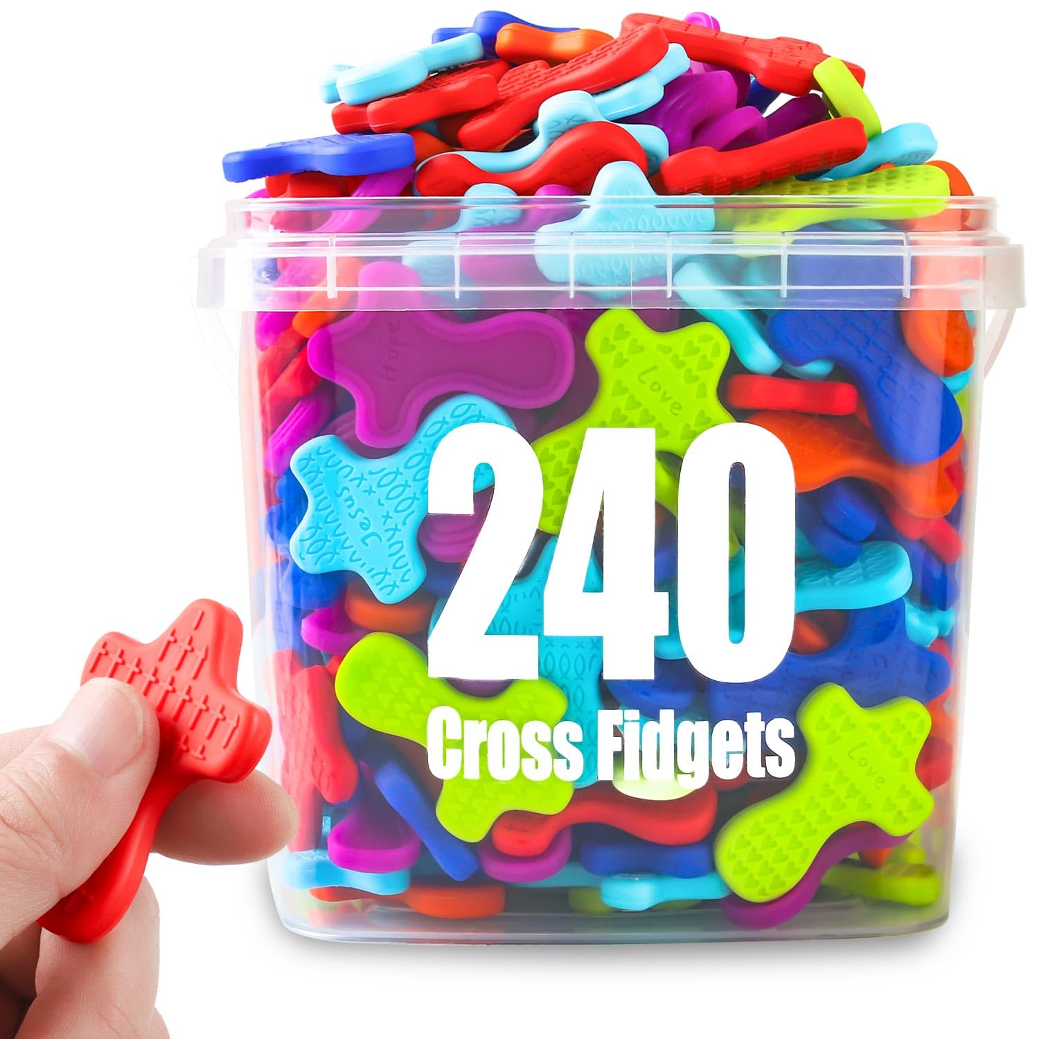 240 Pcs Cross Fidget Toy Bulk, Textured Pocket Prayer Cross