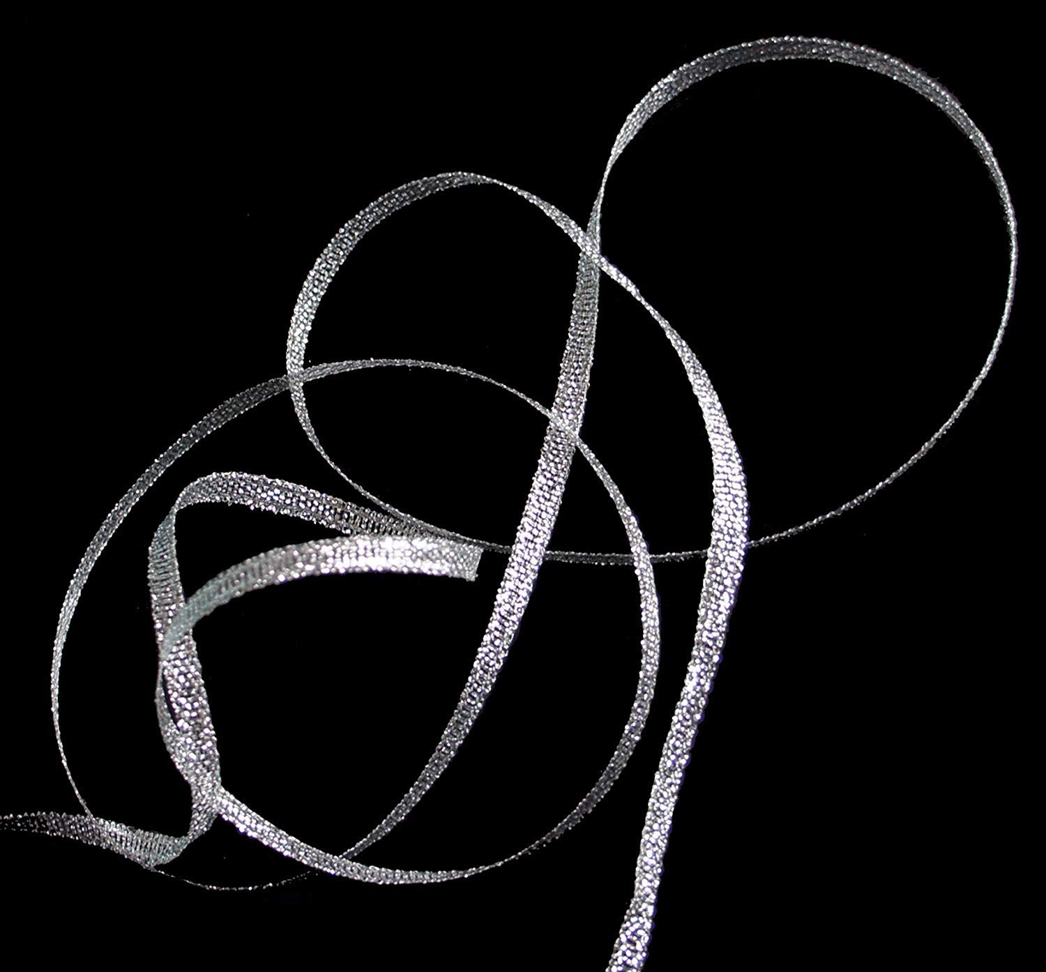 HAND ® 20m Gold/Silver Craft DIY Wedding Metallic Ribbon - Assorted Styles and Width (FS04 5mm Silver Sheer)