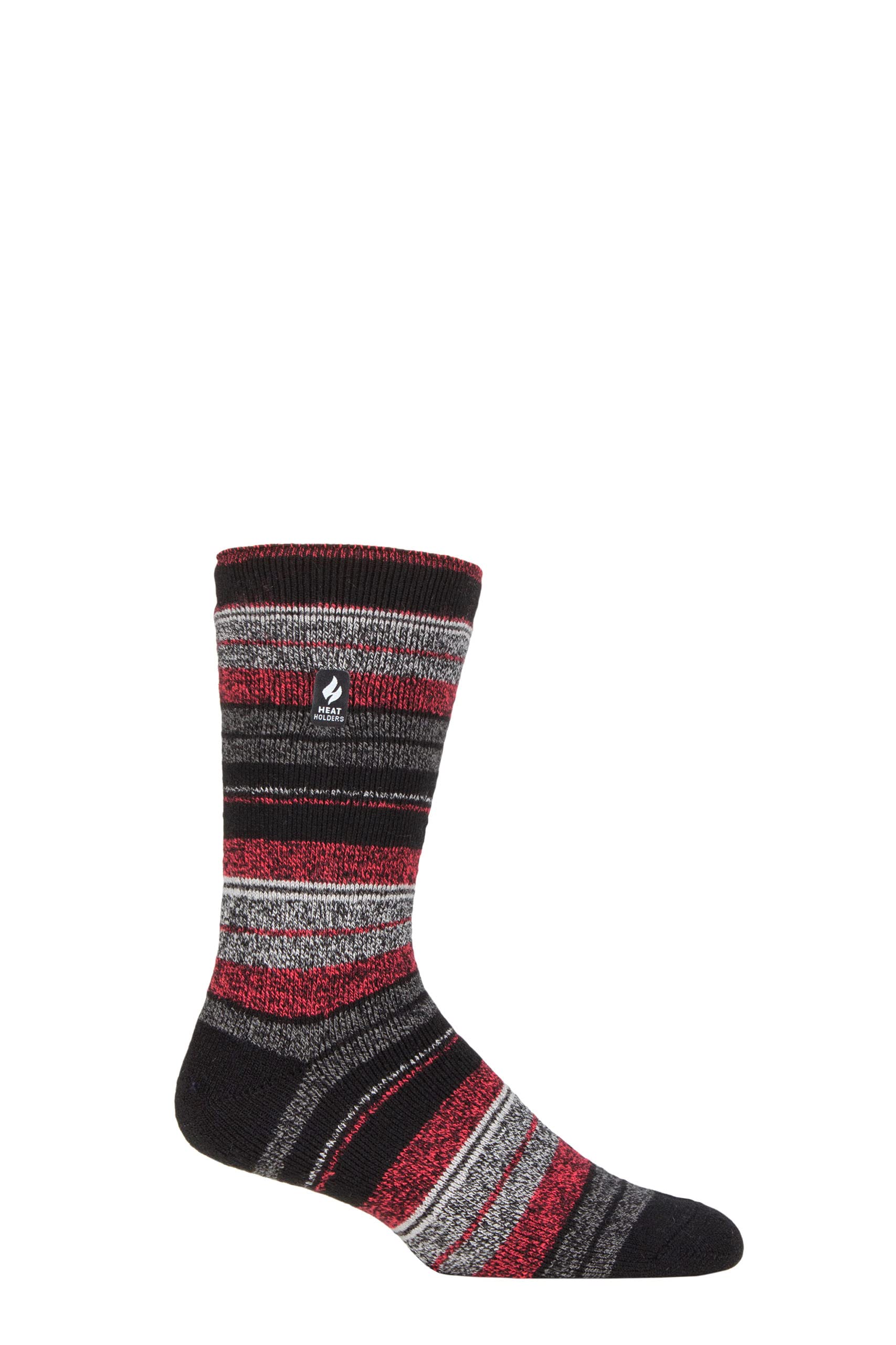 HEAT HOLDERS SOCKSHOP Mens 1.6 TOG Lite Striped, Patterned & Argyle Socks Pack of 1 Krakow Multi Stripe Black 6-11
