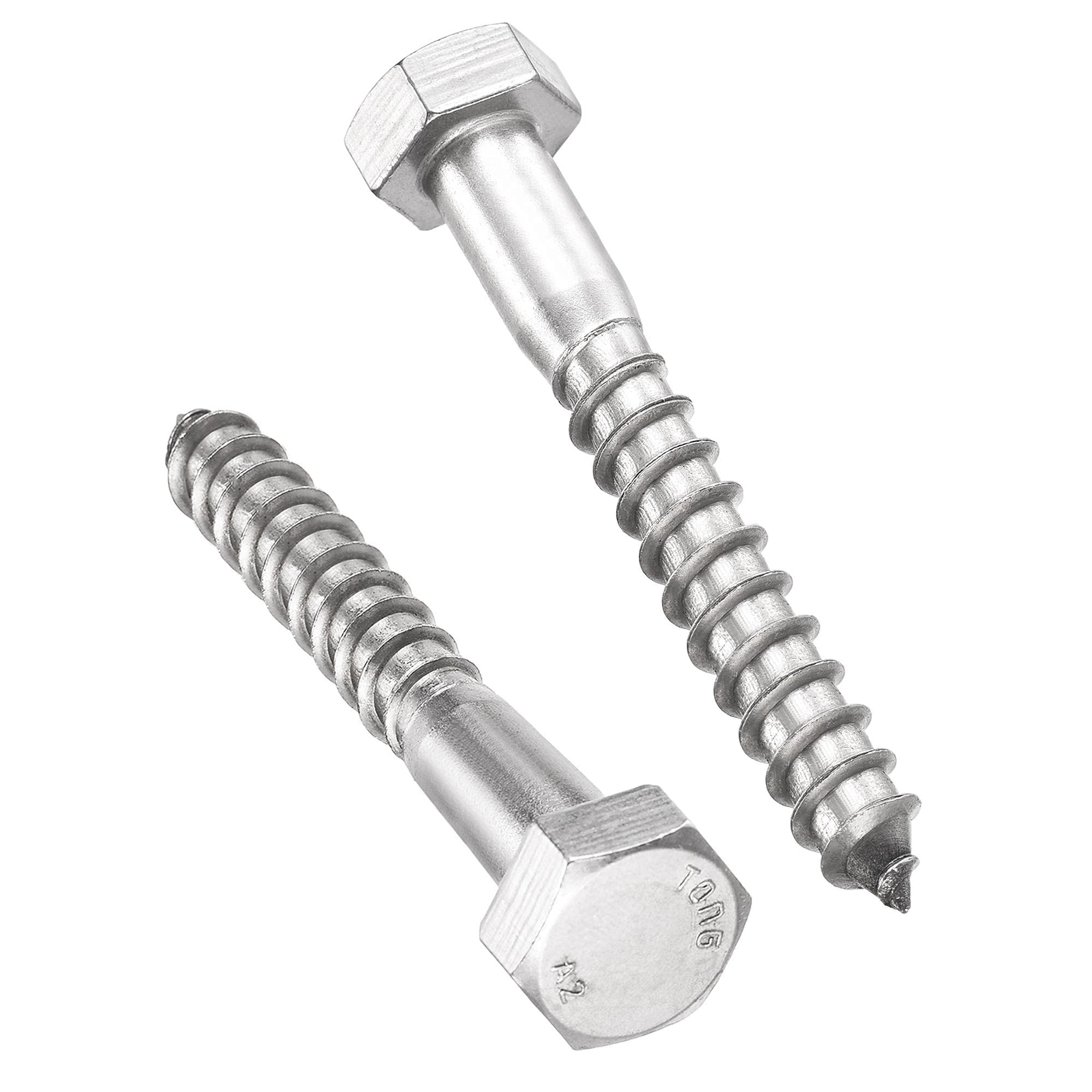 TA-VIGOR 5Pcs Coach Screws, M12 x 80mm Hex Head Lag Bolts, 304 Stainless Steel Sleeper Concrete Wood Screw Hexagon Lag Half Thread Self-Tapping Bolts for Outdoor Use in Decking, Fencing