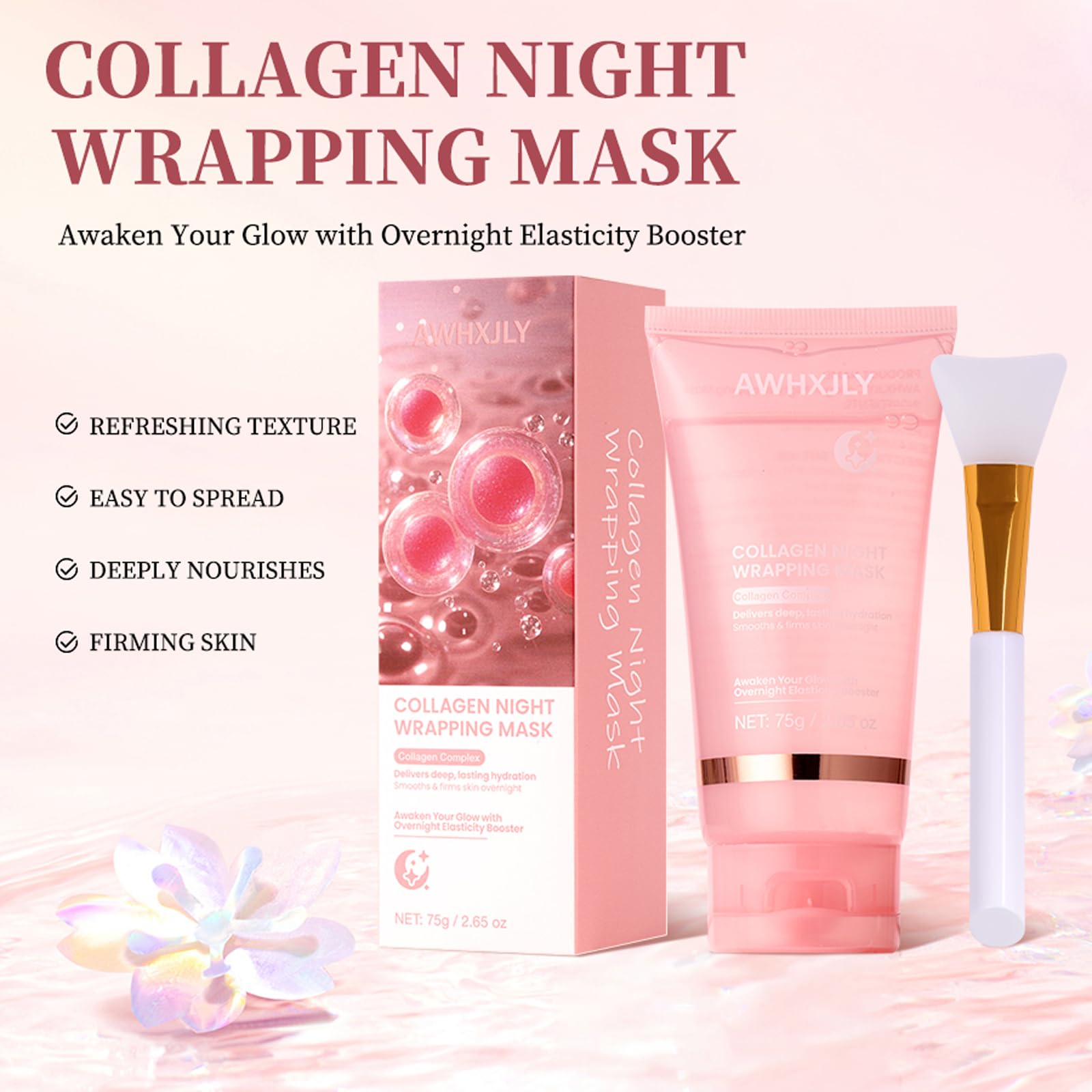 Collagen Night Wrapping Mask, Overnight Peel Off Hydrolyzed Collagen Facial Mask, Hydrates and Tightens Skin - Image 3