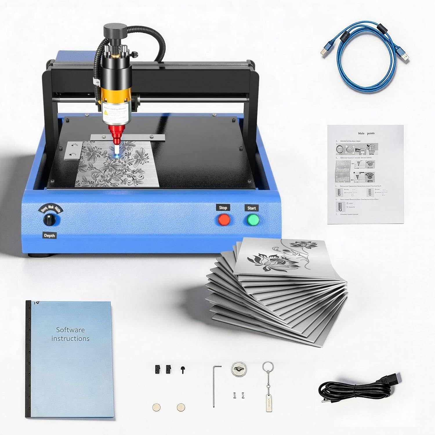 GAYAYAS Electric Metal Marking Machine, Dot Peen Marking Embosser Machine, Letter Tag Nameplate Engraver Device, for Metal Nameplate Tag Marking 300 * 200MM