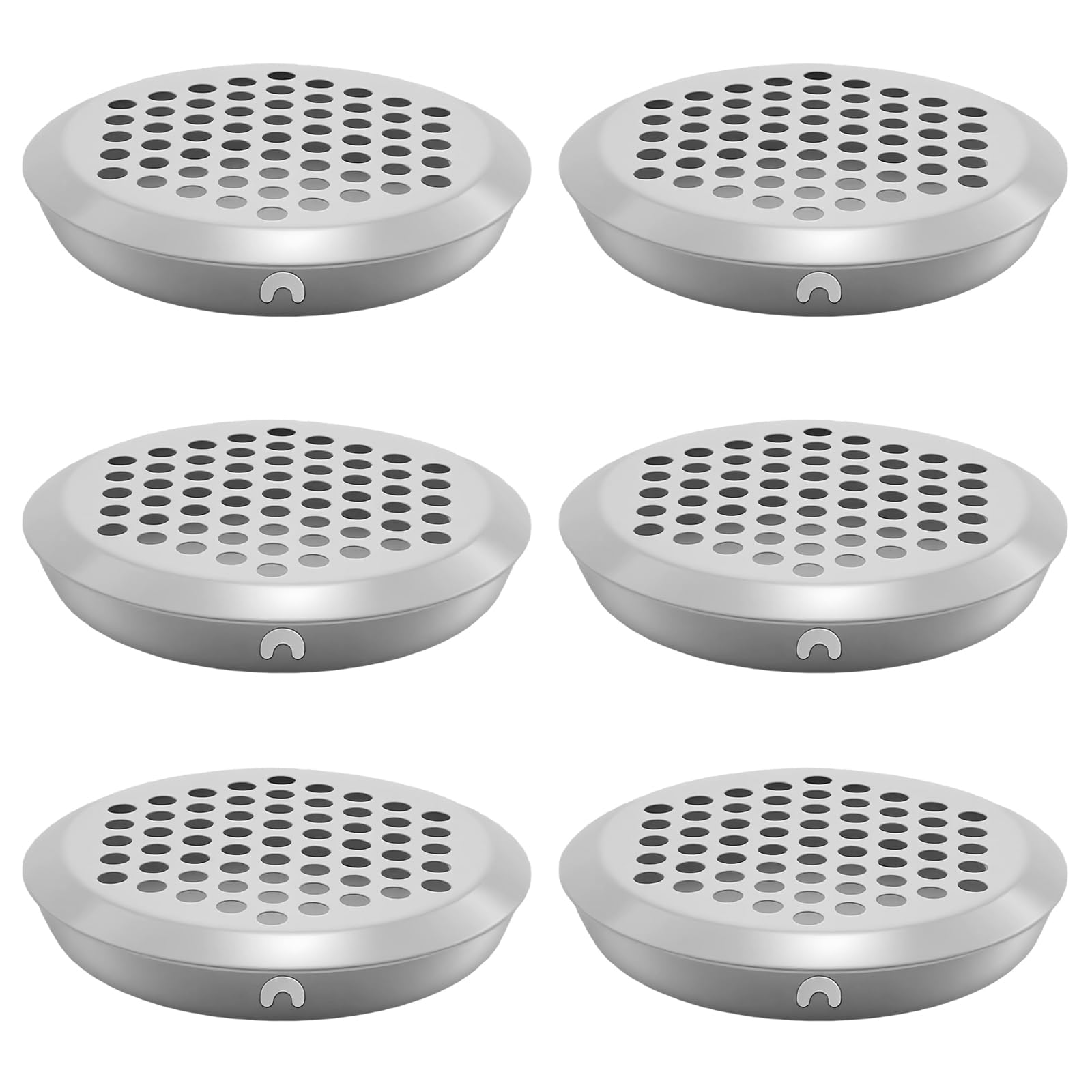 CHSEROK Round Stainless Steel Ventilation Grille, 6 Pieces Wardrobe Shoe Cabinet Vent Cover, Silver Air Vent Hole, Base Diameter 53 mm, for Storage Cabinets, Shoe Cabinets, Kitchen โ image 1