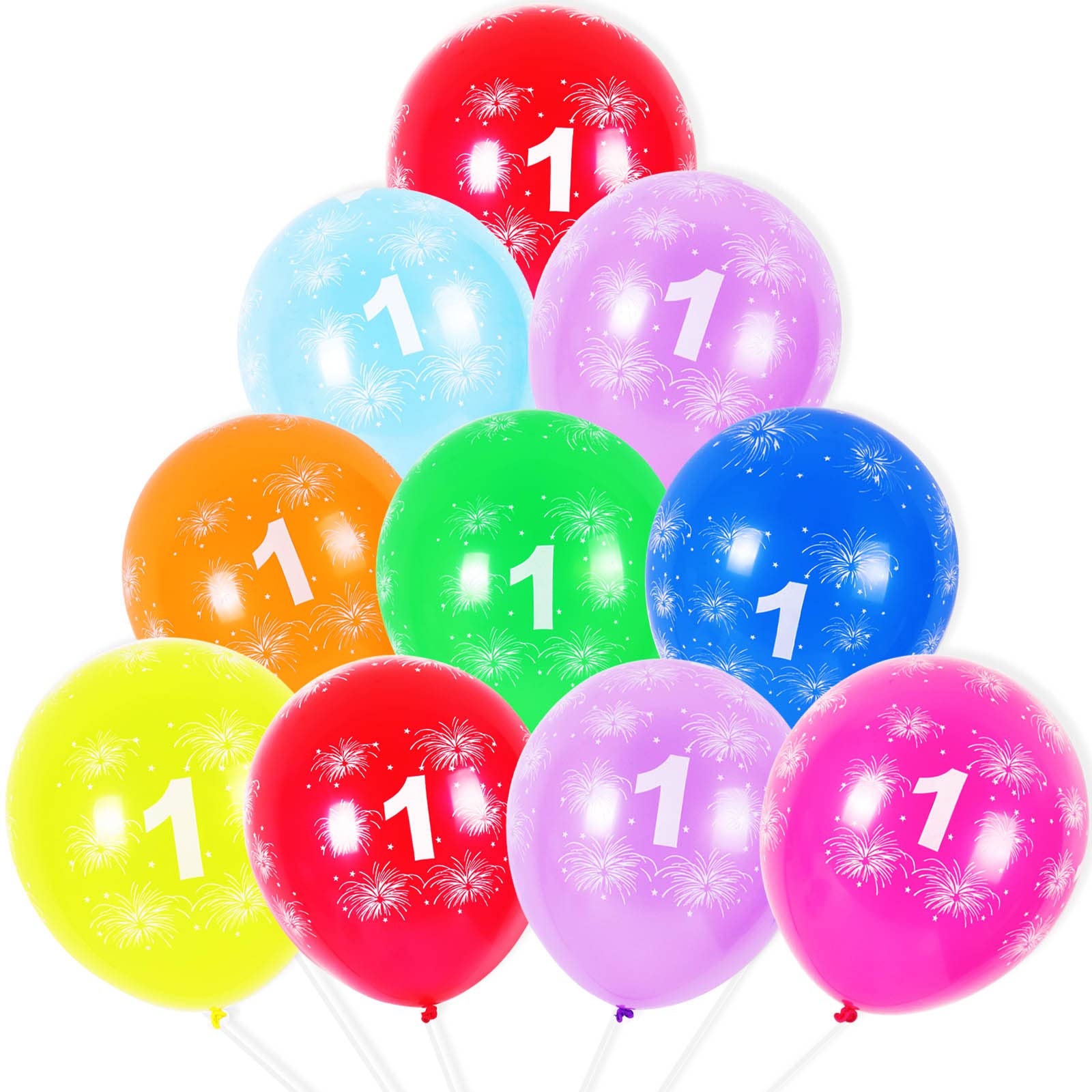 Globos de 1er cumpleaños, 10unidades látex varios números multicolores, globos de cumpleaños, globos de dígitos, globos cumpleaños de 1 año, suministros de decoración de fiesta de primer aniversario