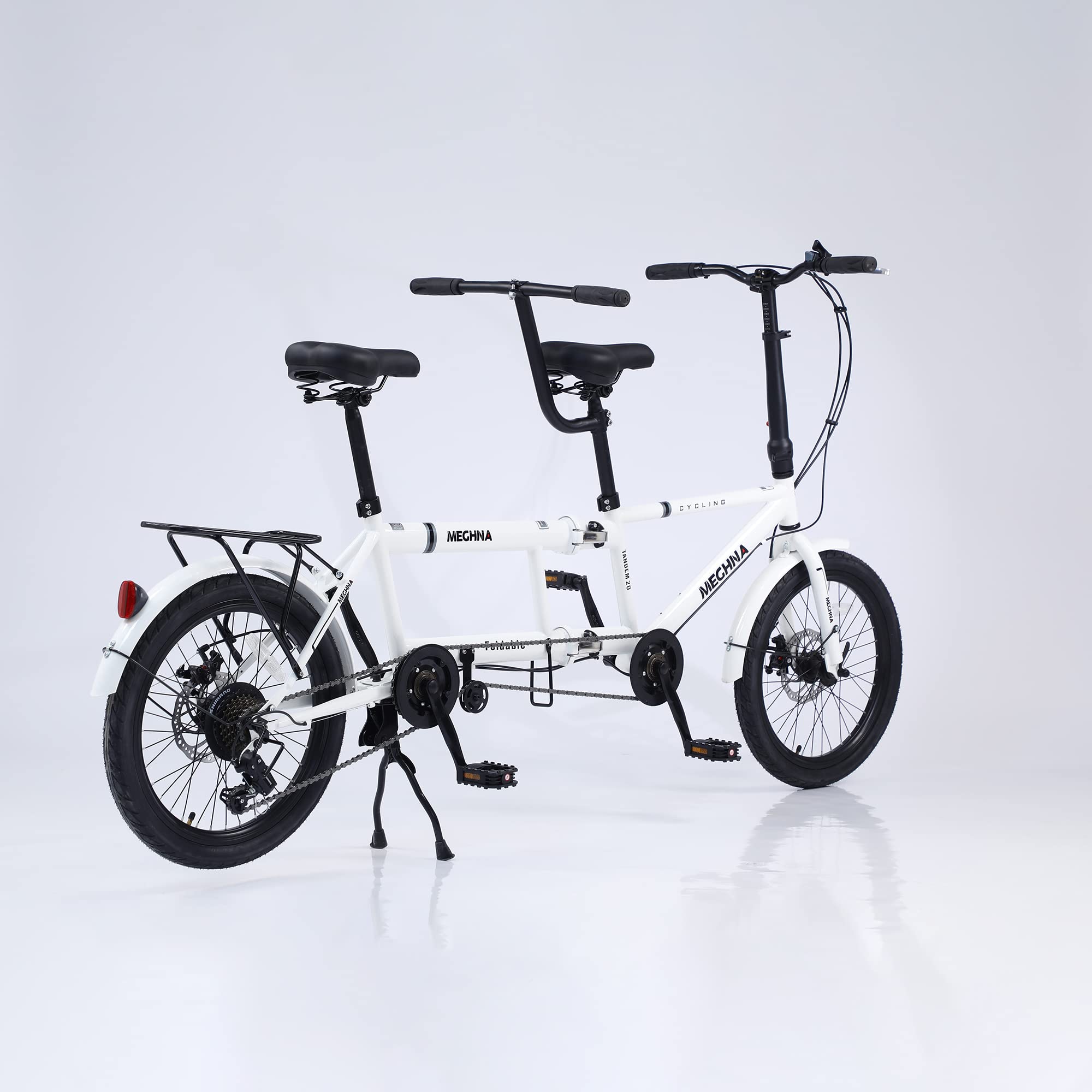 Bicicleta tándem Plegable, Bicicletas tándem Familiares para Dos Adultos, Bicicletas tándem Ajustables de 7 velocidades, Bicicleta de Crucero para Viajes y Paseos en Pareja
