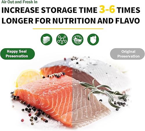 Miniatura 4 de Happy Seal Bolsas selladoras al vacío de 8 x 50 rollos de 4 unidades para ahorrar alimentos, sellar una comida, sin BPA, grado comercial, ideal para