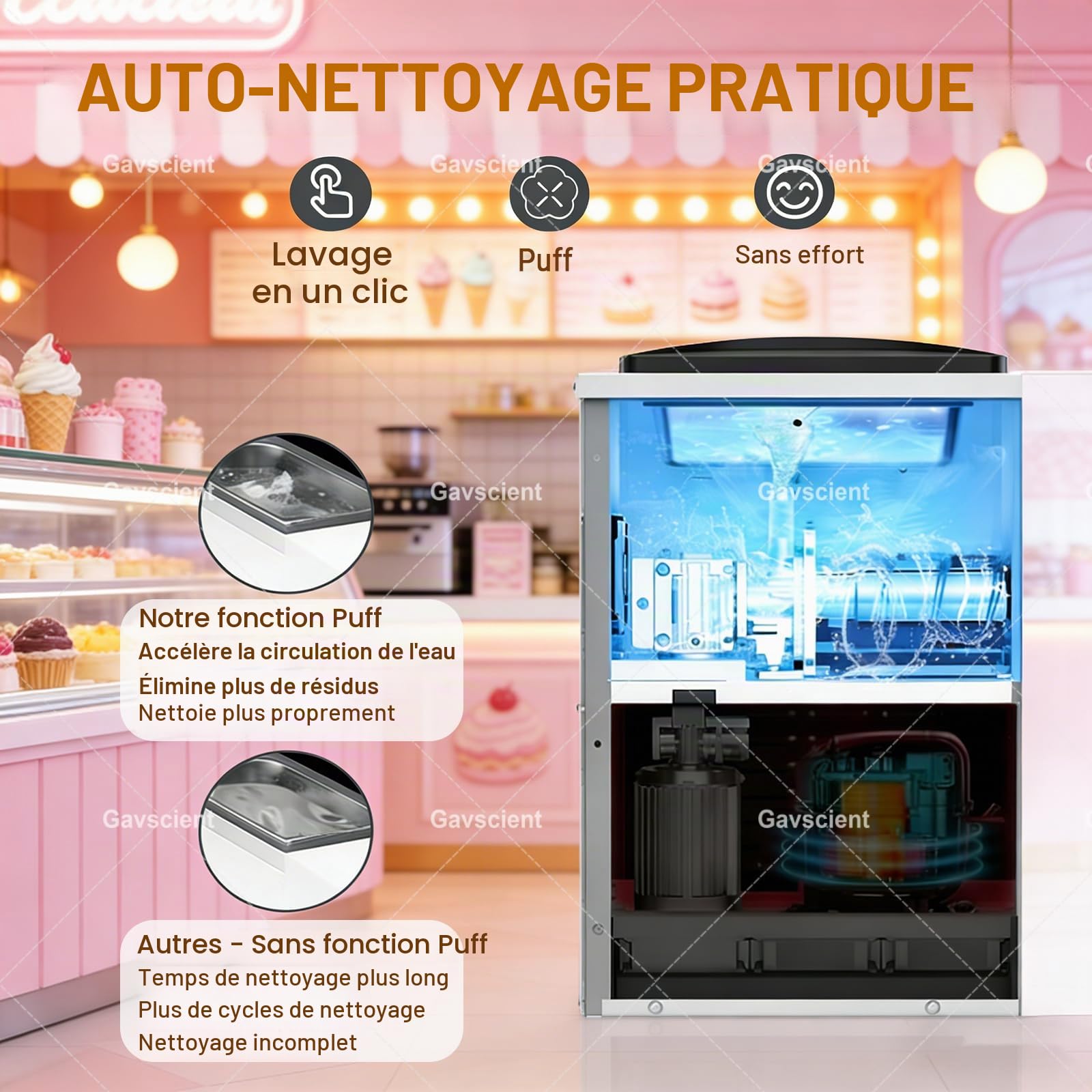 Machine à Glace Italienne pour Usage Domestique et Commercial, sorbetière/yaourtière glacée de comptoir d'une capacité de 4 à 5 kg/h, avec Panneau LCD Silver-750w