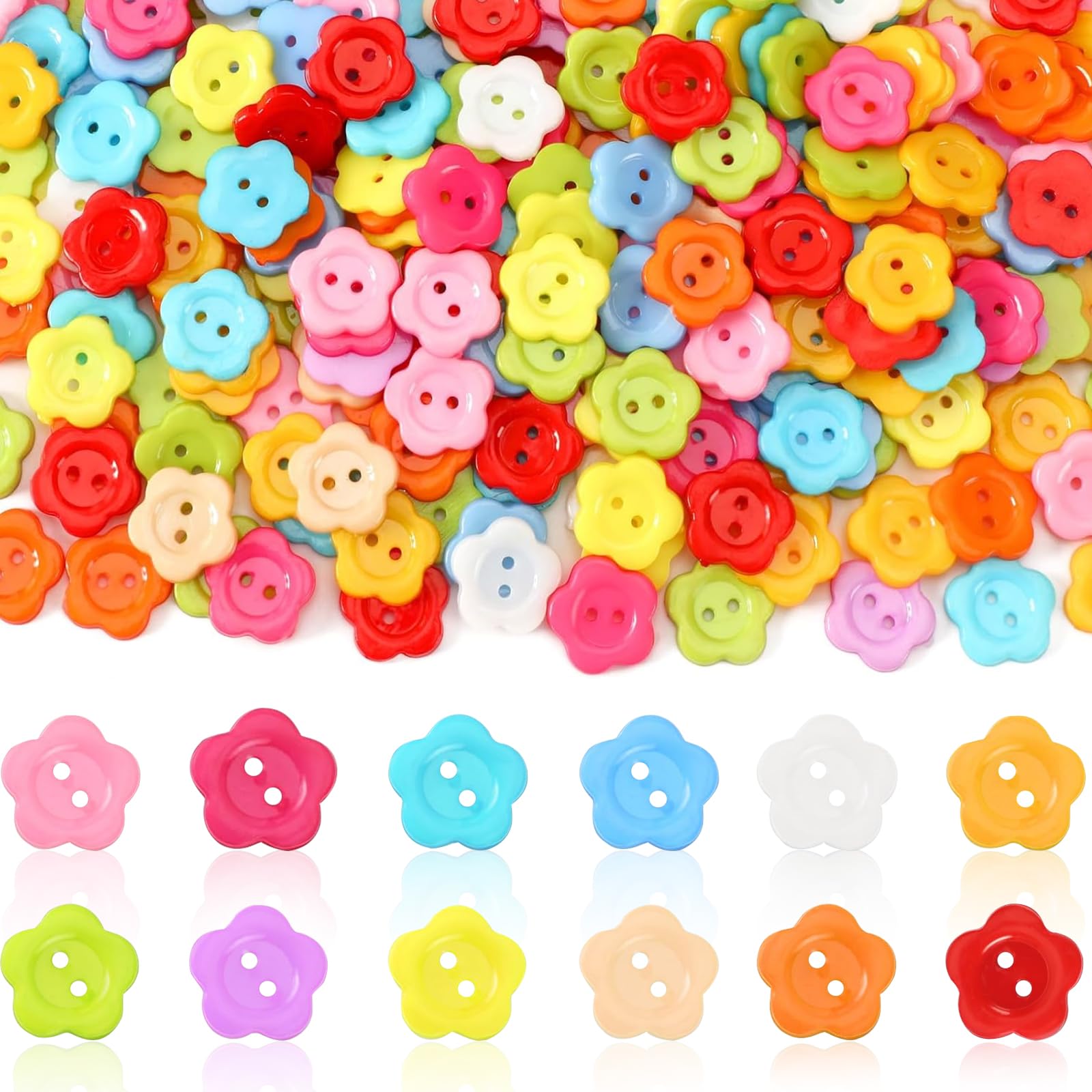 Lot De 200 Boutons En Résine En Forme De Fleur, Couleurs Mélangées, Fournitures De Couture, Artisanat Coloré Avec 2 Trous Pour Décoration Faite à La Main