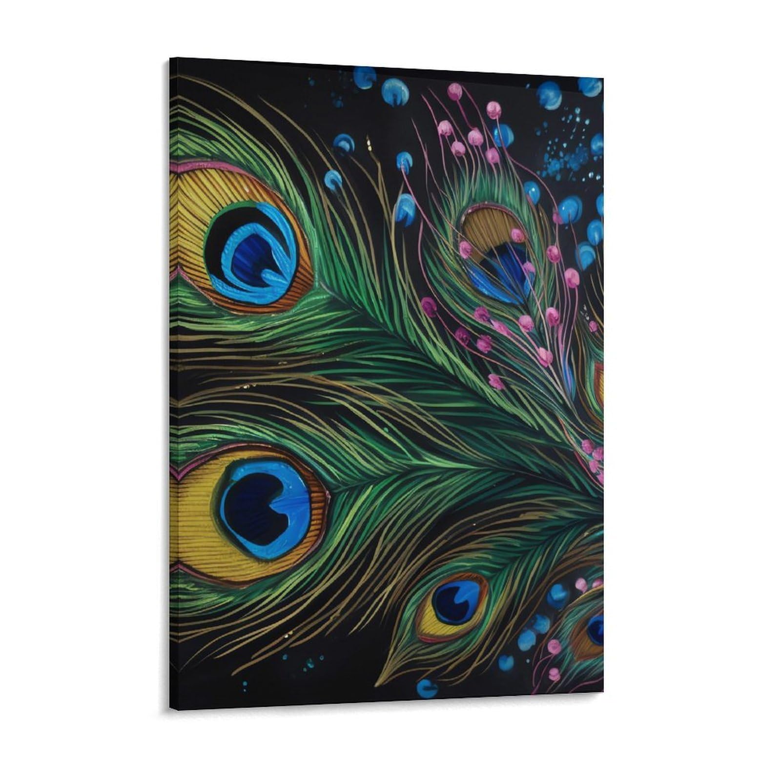 Peacock Feather Canvas Wall Art for Bedroom 18x24inch Canvas Prints Artwork for Walls Modern Picture Artwork Painting for Living Room Aesthetic Wall Paintings for Bathroom Kitchen Office Deco