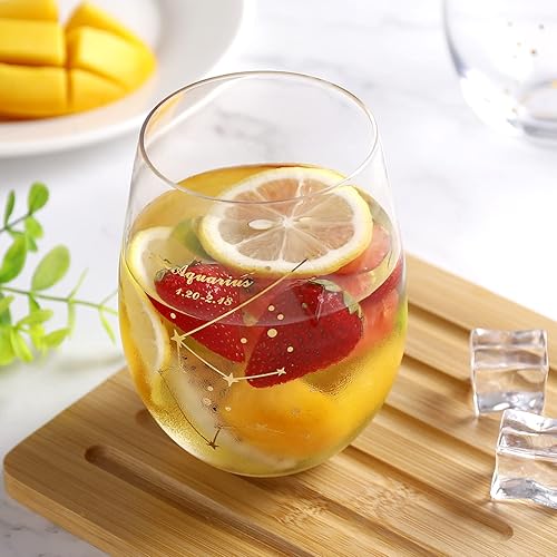 Miniatura 5 de Copa de vino de acuario Acuario regalo del zodiaco para mujeres y hombres, 20 onzas, copas de vino sin tallo de acuario, vidrio de constelación