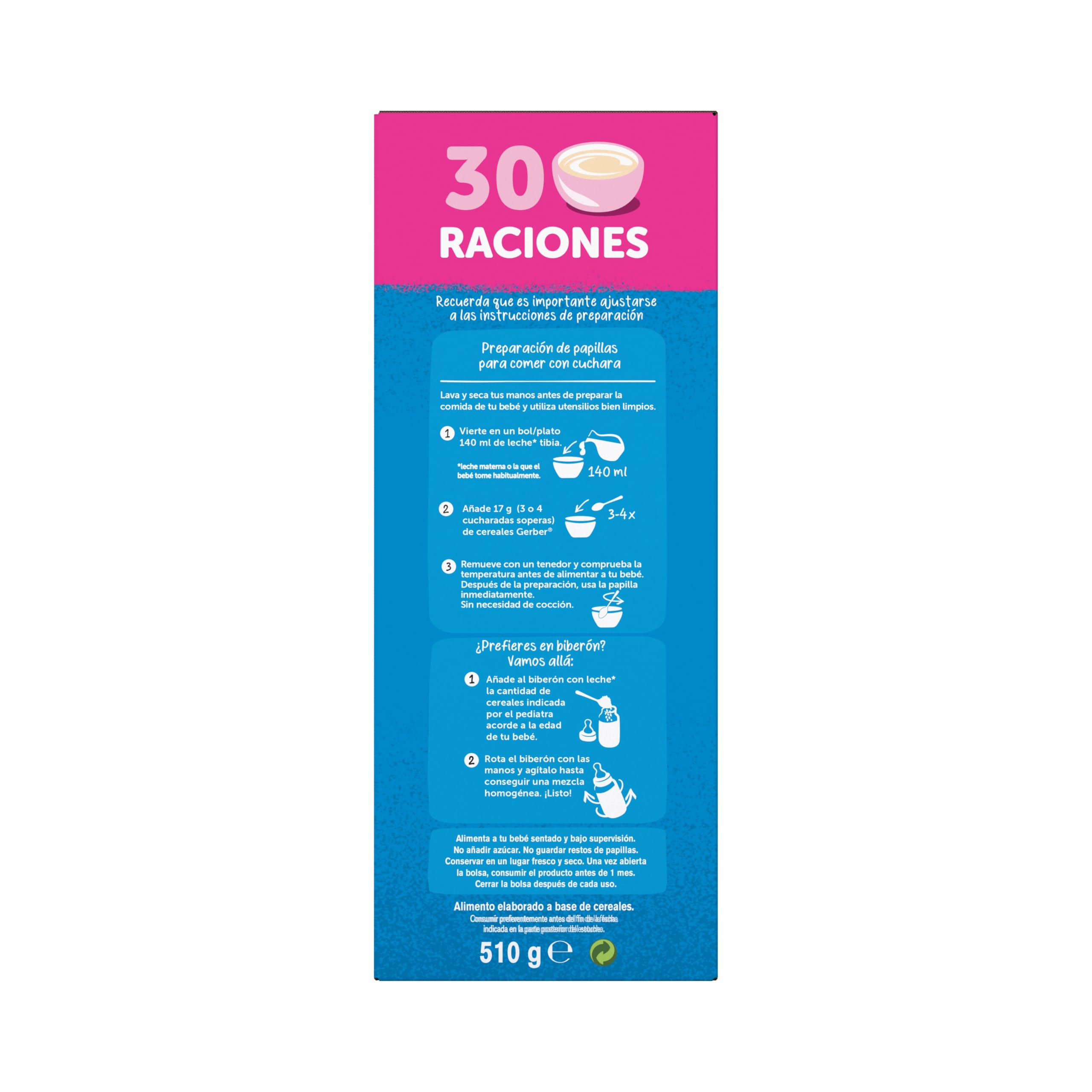 Gerber Papilla Multicereales Y Galleta 0% Azúcares Añadidos, 510 G