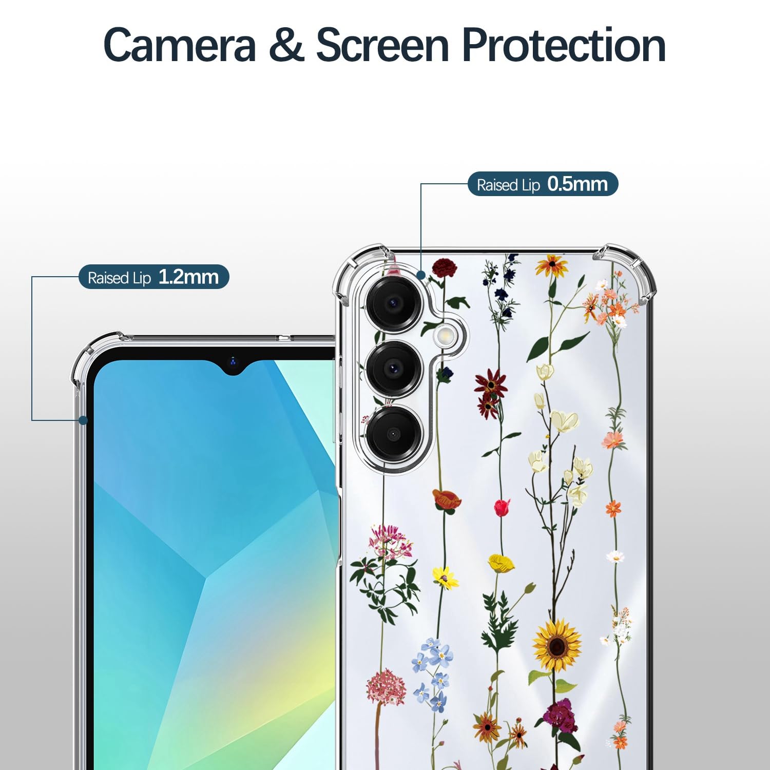 ChoosEU Trasparente Custodia per iPhone 16 Pro Sottile TPU Silicone Cover Disegni Colorate Fiore Fiori Motivo per Ragazza Donne Antiurto Protettiva Case Morbido Custodie - Colorata