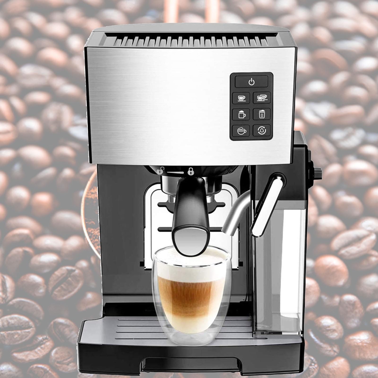 Wielofunkcyjny ekspres do cappuccino latte ze spieniaczem do mleka, automatyczny ekspres do kawy 1,4 l zbiornik, kawiarka do pysznej kawy w domu