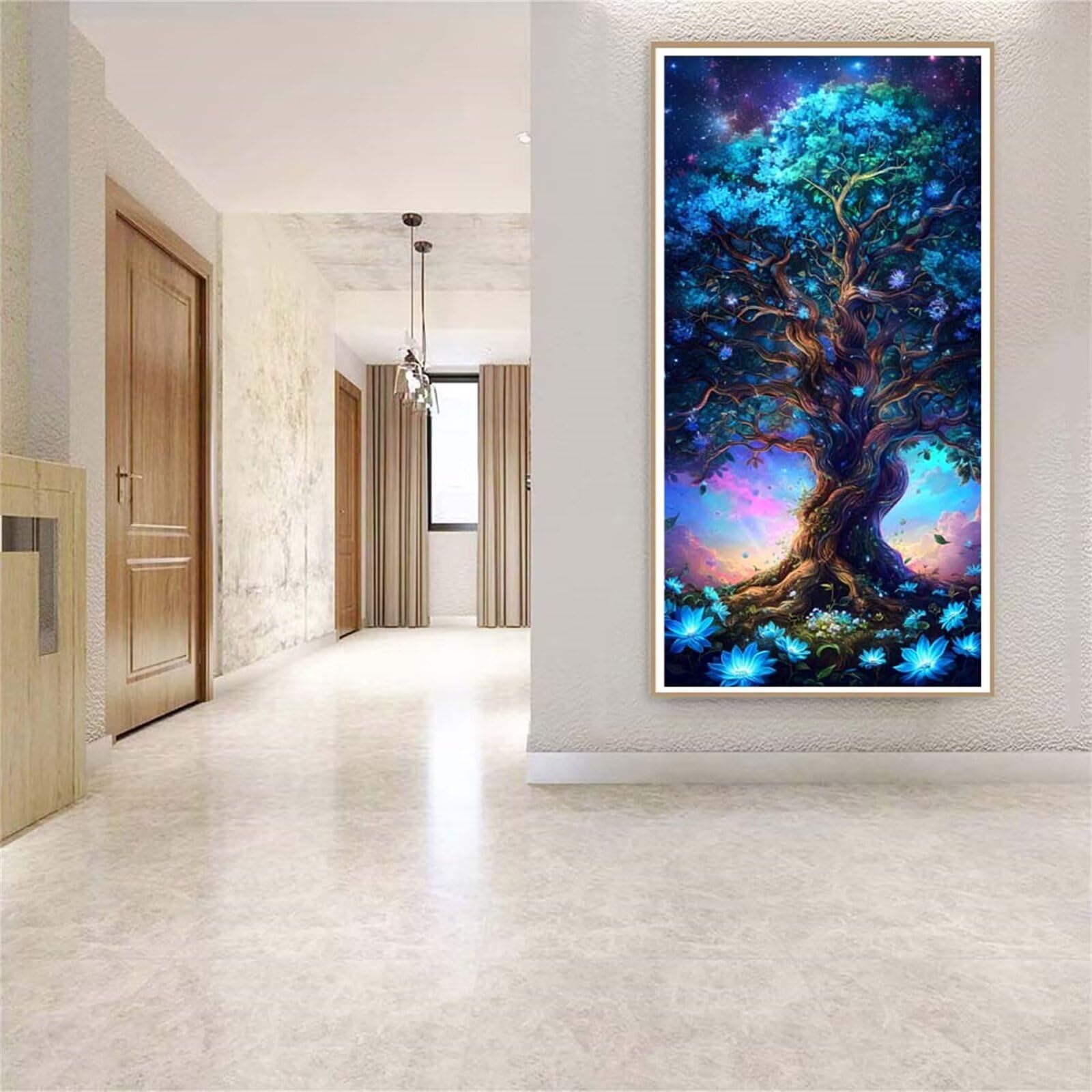 Grote DIY 5D Diamond Schilderij Kits voor Volwassenen Kids Volledige Boor Crystal Strass Borduurwerk Kruissteek Diamant Art Craft voor Home Muur Decor Gift (Boom-Ronde Boor, 40x80cm