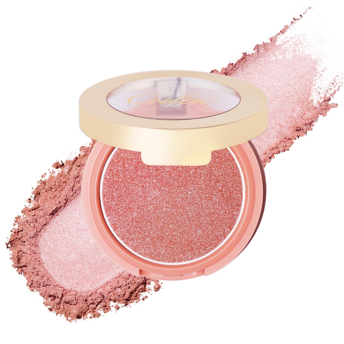 OulacPink Luminous Blushers for Cheek Make up, Pink Sliver Refletive Glow Highlighter Blusher, 12 Hour Fade & Sweat Resistant, Vegan Blush Powder, F06 Pinky Ice