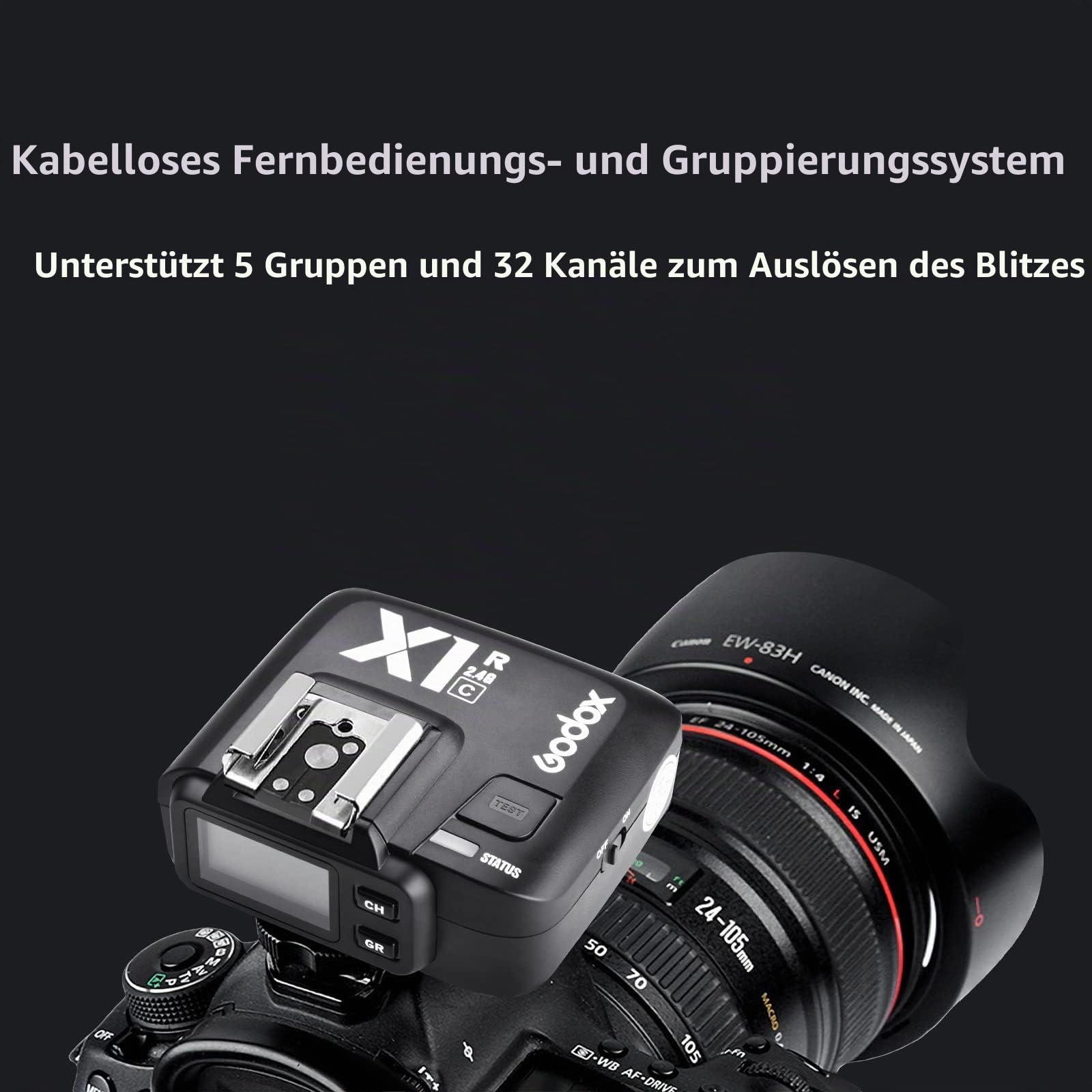 Godox X1R-C E-TTL 2.4G Wireless Empfänger Funkauslöser für Canon Kamera + LETWING Tuch