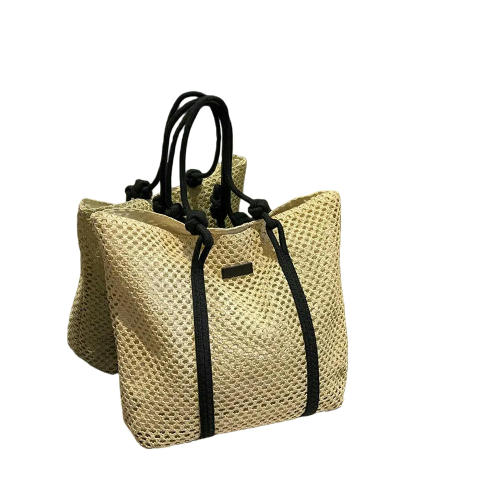 Borse di Paglia Borsa da Donna Elegante in Intrecciata Spiaggia per Le Vacanze Shopper Casual con Manico Superiore A Tracolla sotto Ascelle alla Moda-beige-37x14x34 Cm