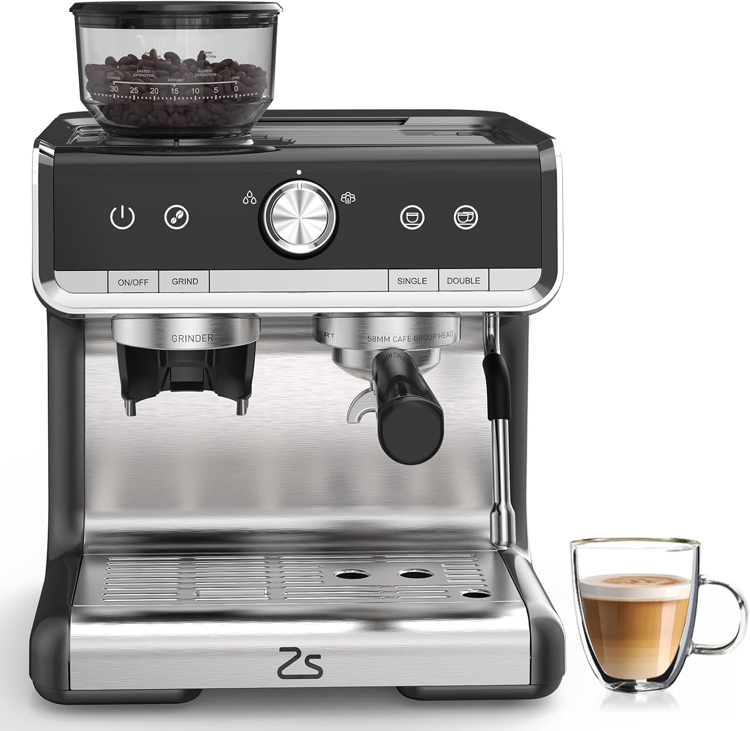 Takywep Espresso Machine with Built-In Grinder and Frother