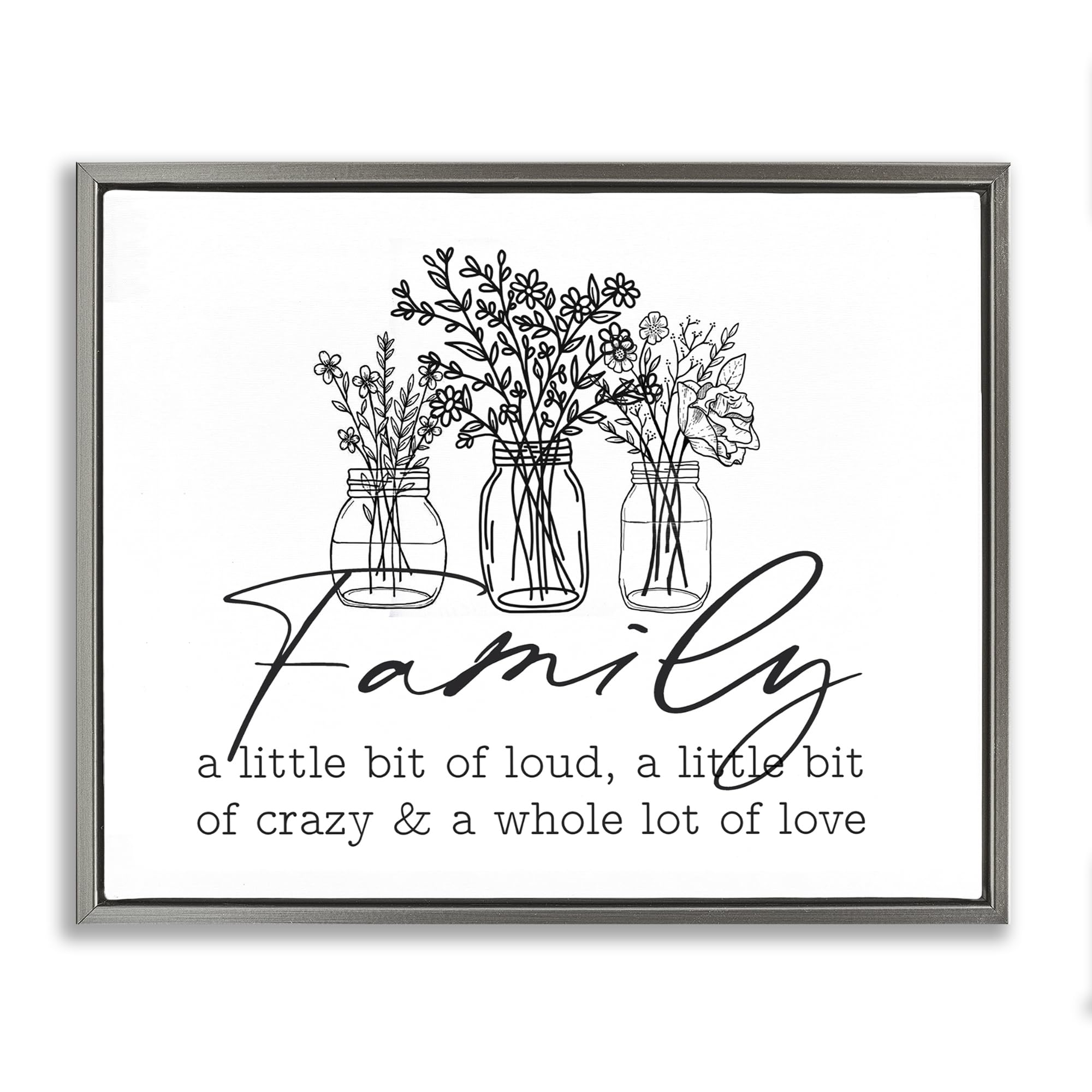 'Heartwarming Family Phrase Botanical Blossoms'| Floating Frame Canvas Art
