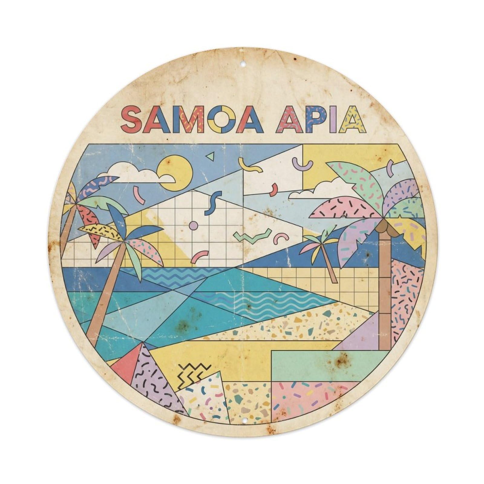 Samoa Apia Seaside Scenery Geometric Travel Metal Tin Sign