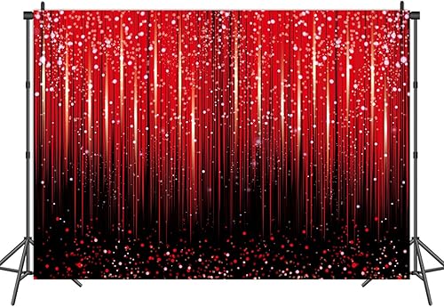 Miniatura 7 de Telón de fondo rojo con purpurina para fotografía con lentejuelas Bokeh negras y rojas, fondo de fiesta de cumpleaños, baby shower, invierno,