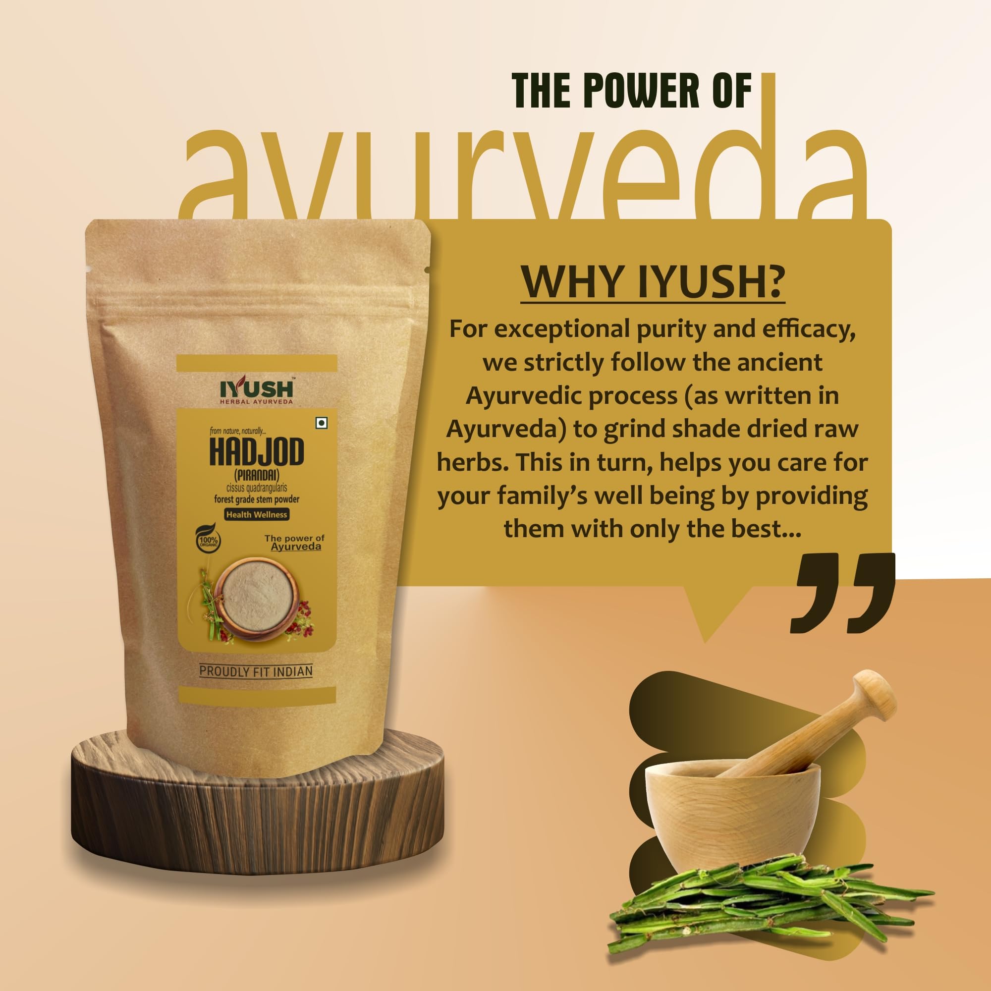 IYUSH Herbal Ayurveda Hadjod Powder, 400gm | Pirandai Powder | Cissus Quadrangularis Powder | Bone Strength Supplement 3
