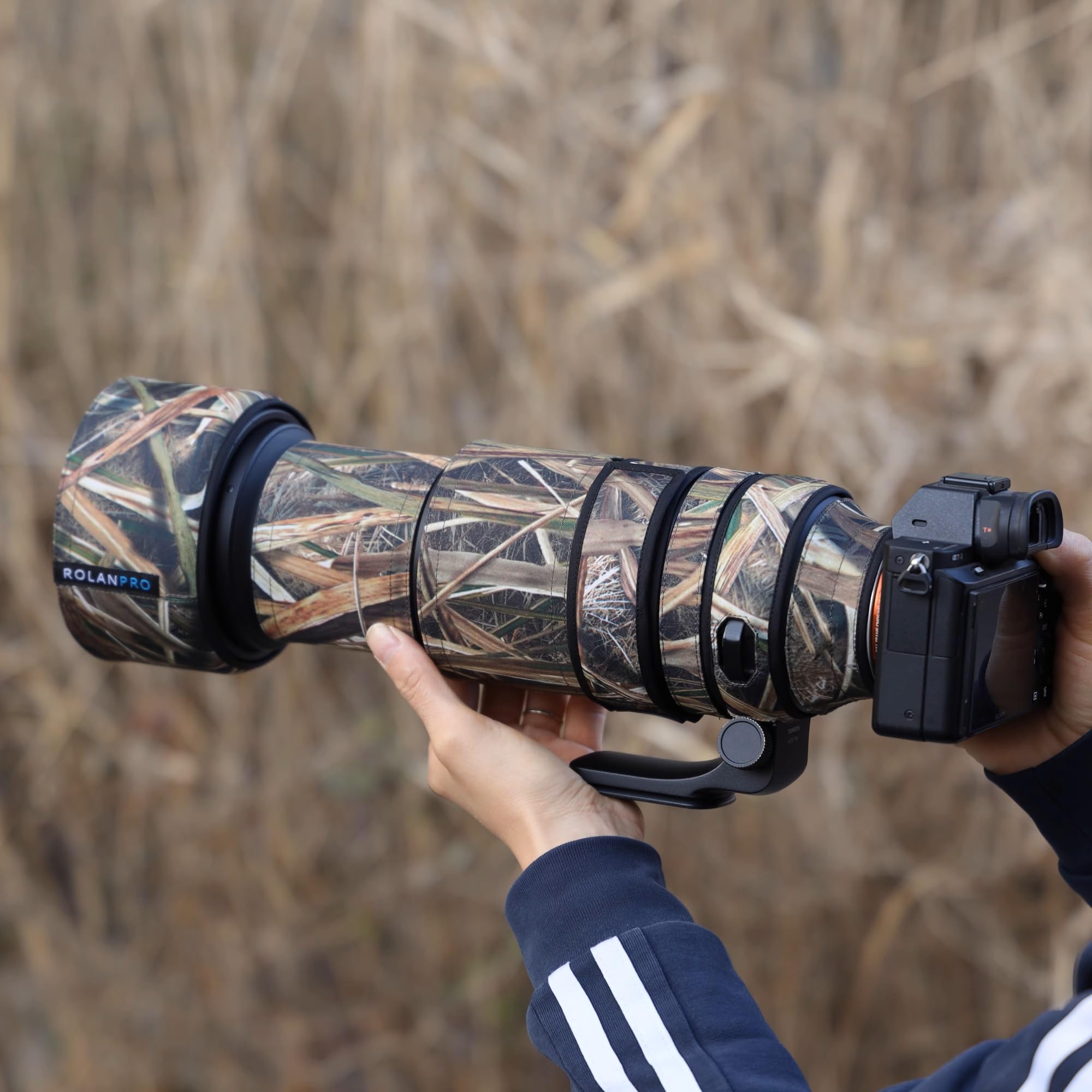 Rolanpro Housse de protection imperméable pour objectif Tamron 150-500 mm f5-6.7 Di III VC VXD (A057 Housse de protection contre la pluie - #29 Camouflage herbe