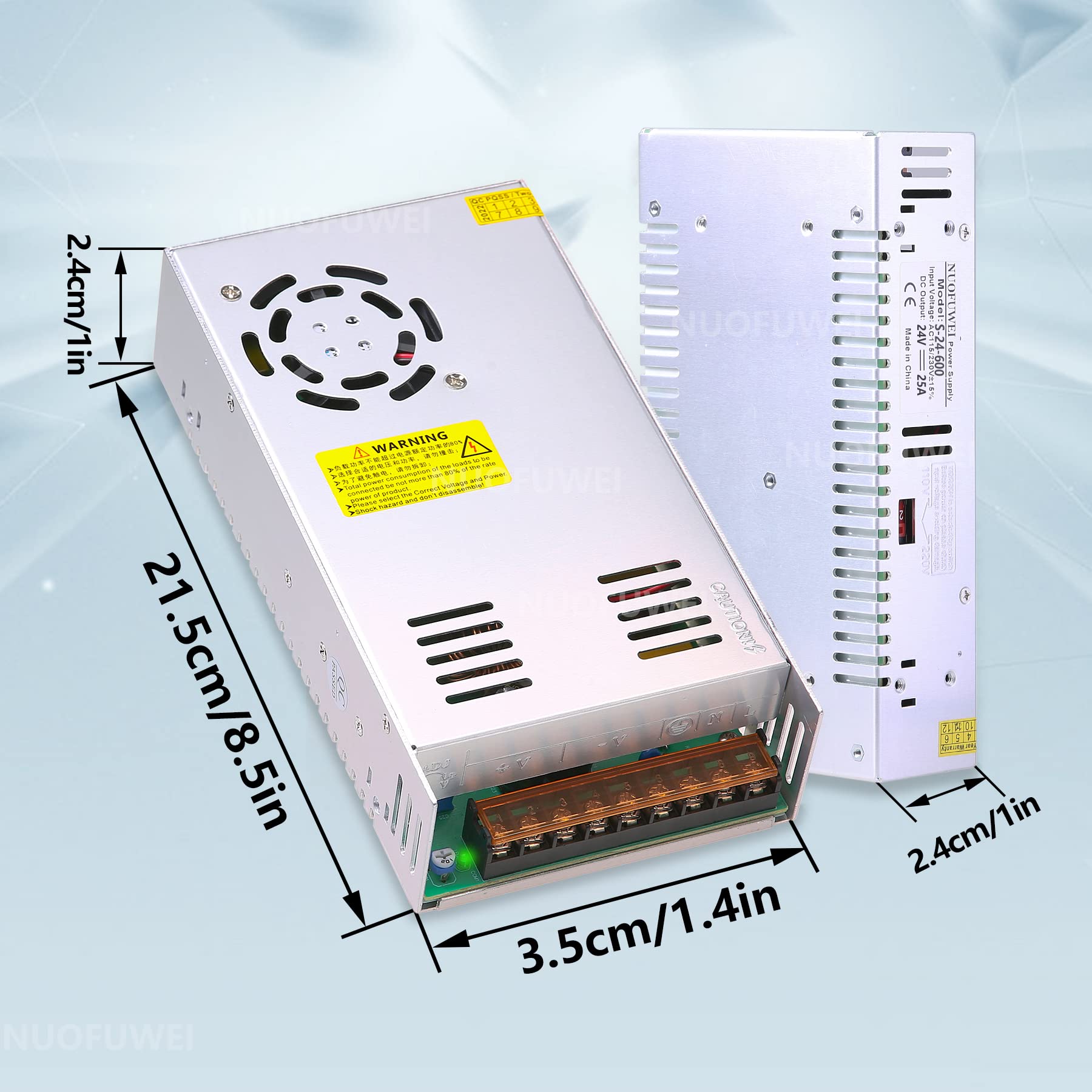 DC 24V 25A 600W Alimentatore Trasformatore 110/230V AC to DC 24V 600 Watt Interruttore Alimentatore per verricello Jack auto Monitor LCD CCTV Telecamera sicurezza Stereo auto e altri dispositivi