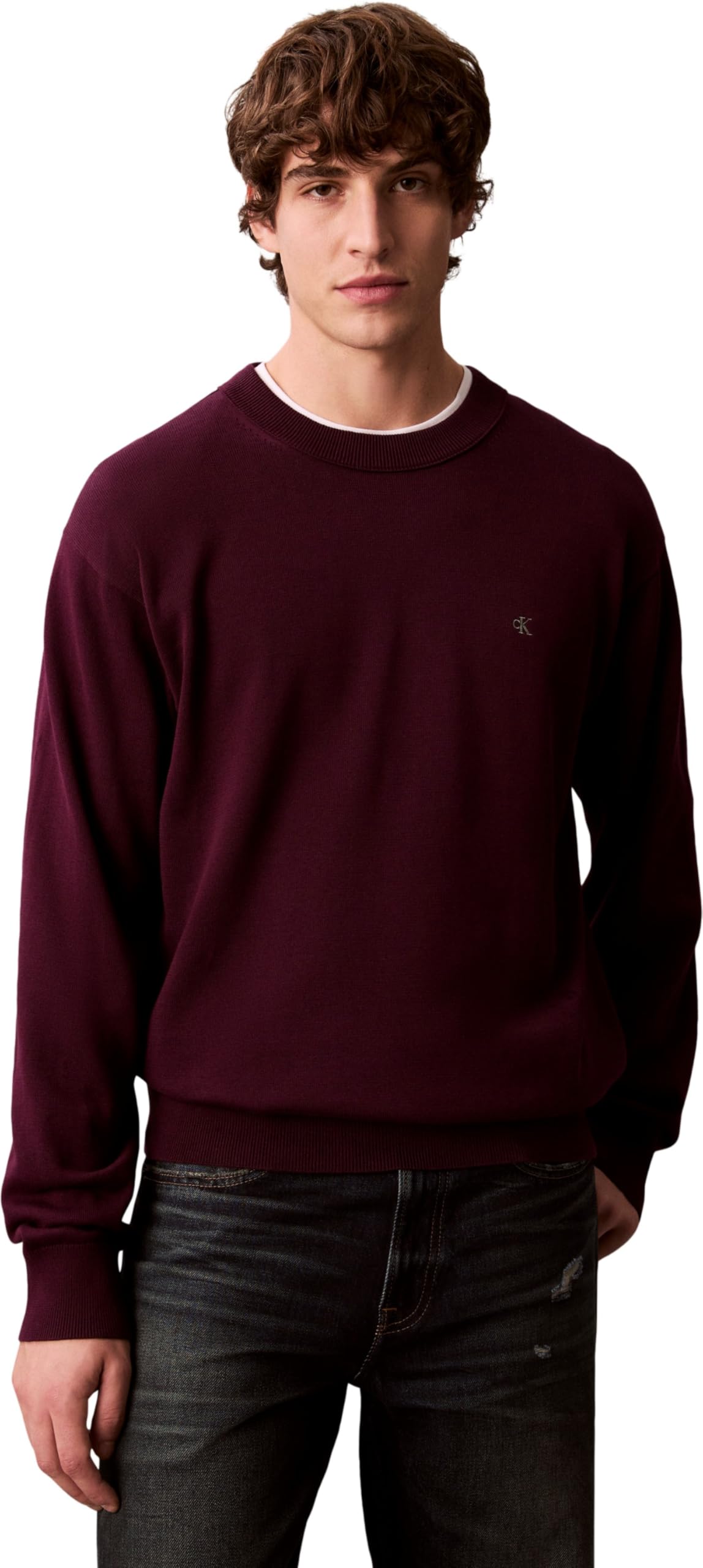 Calvin Klein Herren Pullover Cotton Relaxed mit Rundhalsausschnitt