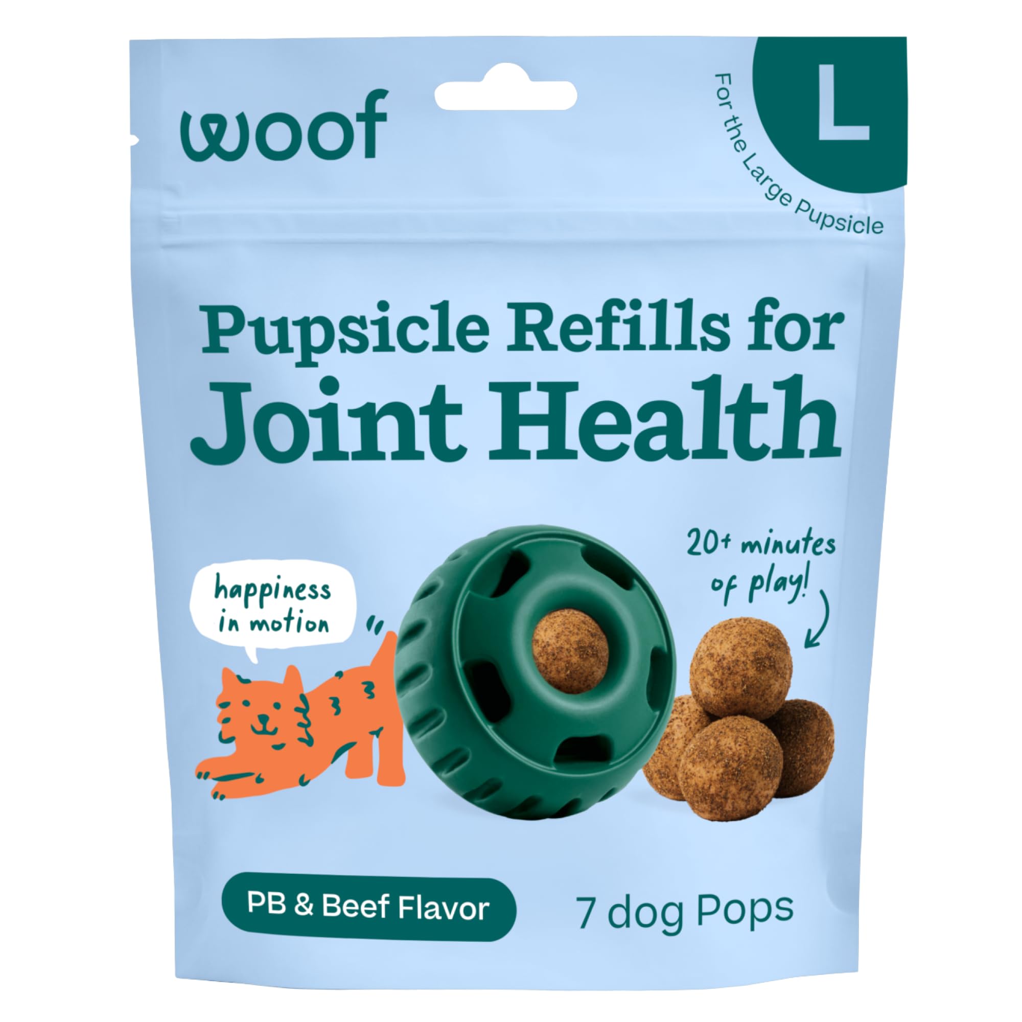 WOOF Hip & Joint Pupsicle Refill Pops - Dog Supplement for the Pupsicle Toy to Support Joint Health, Recovery, and Mobility - Large Pops Large 7 Count Hip & Joint Pops