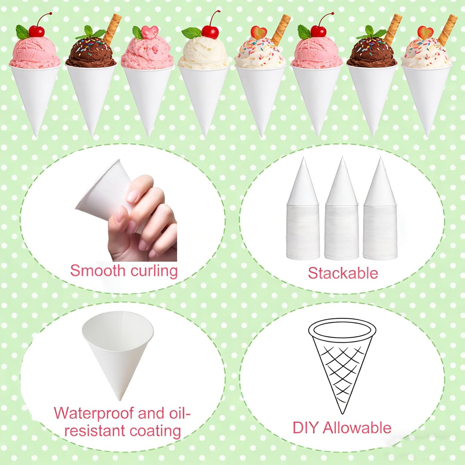 Yopay 600 Pack Cone Water Cups, 4OZ Disposable Dispenser Paper Snow Cups for Shaved Ice, Office Water Cooler, Sports Teams or Fundraisers, Craft Funnels for Oil or Protein Powder Drinks, White